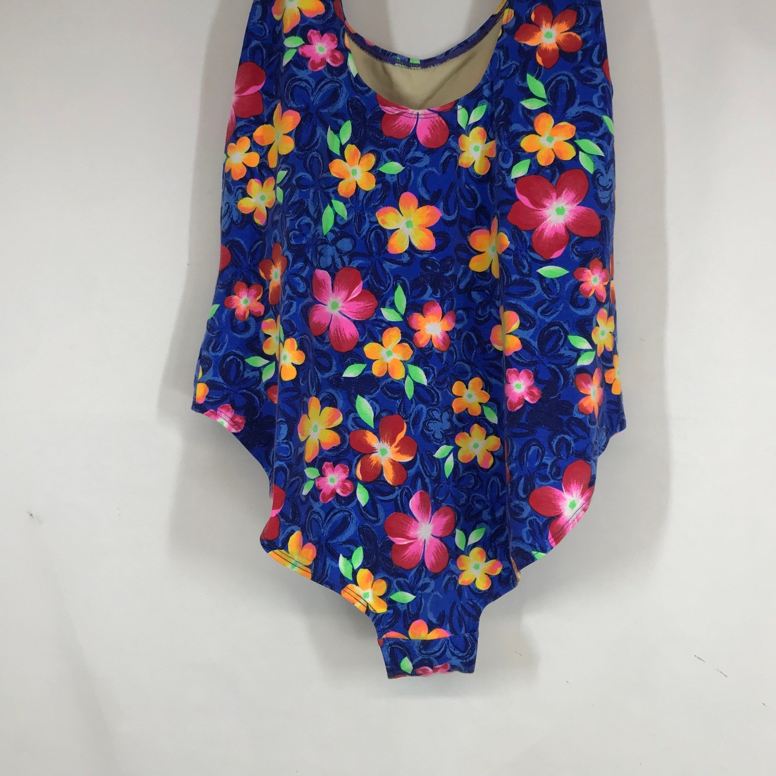 vtg Bermuda Beachwear Vintage Floral One Piece Swimsuit Blue Red Orange Women24W