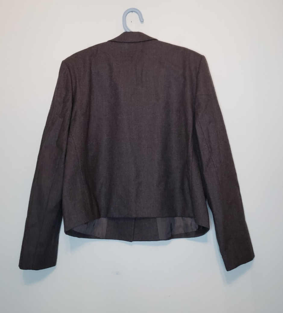 Vtg David Brooks Womens 14 Blazer 100% Pure Wool Gray Winter Fall Office Classic