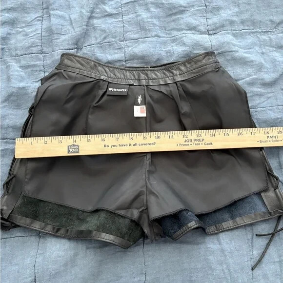 Vintage Whitaker USA 100% Leather Side Lace up Biker-Festival Shorts Size 7/8