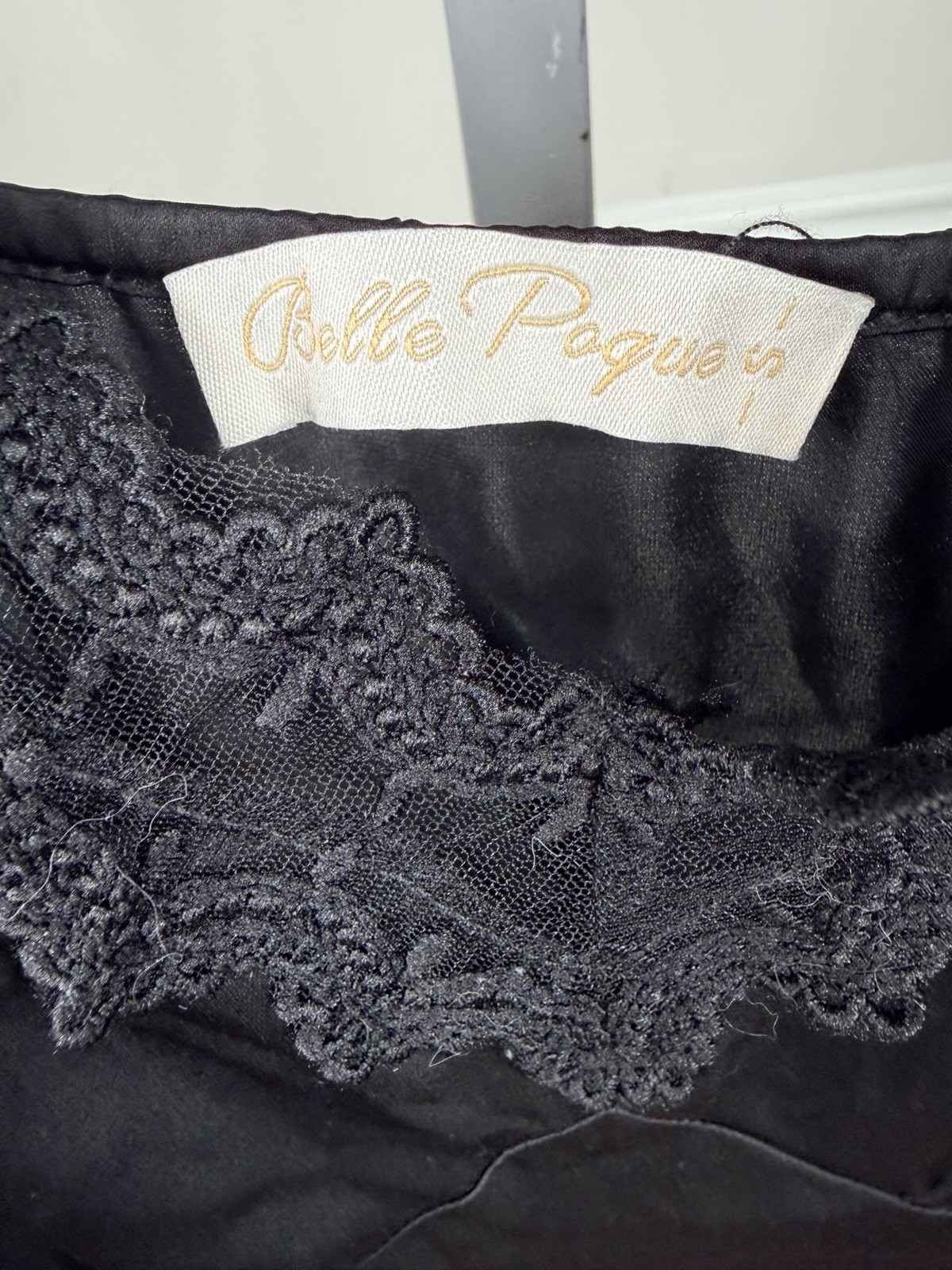 Belle Poque lingerie slip dress with lace small sexy adjustable straps black