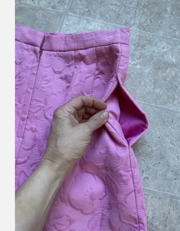Vintage Don Caster Pink Embossed Floral Pencil Skirt Women’s 4 Barbiecore Midi