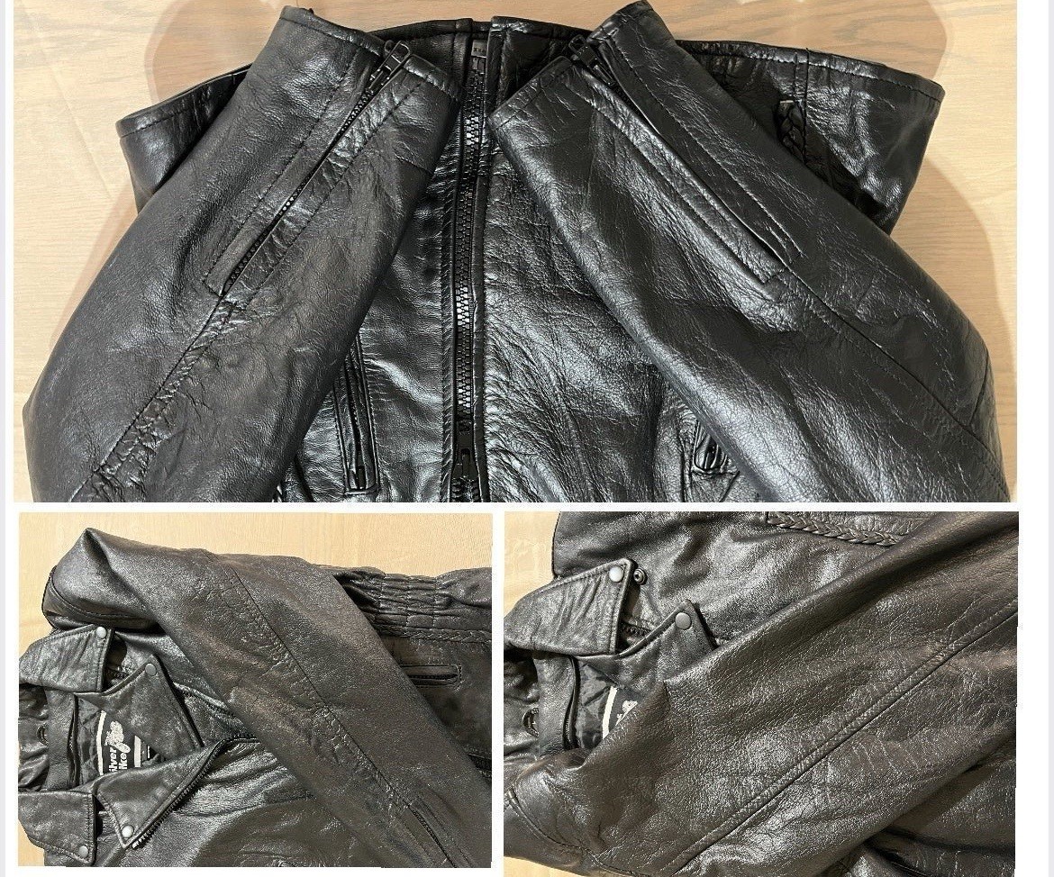 Vintage Retro 1980-90’s Motorcycle Silver Bike Leather Braided size large women