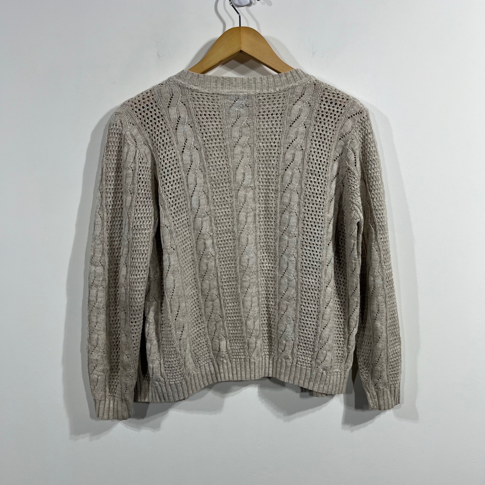 Vintage Kenneth Too Old Money Cable Knit Pointelle Cardigan Sweater Womens Large