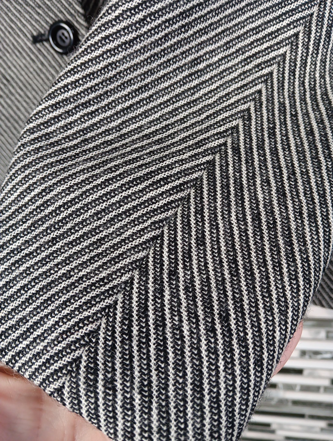 Wool Blazer Women’s 8 Gray Black Tweed Striped Italian Career Jacket Old Money