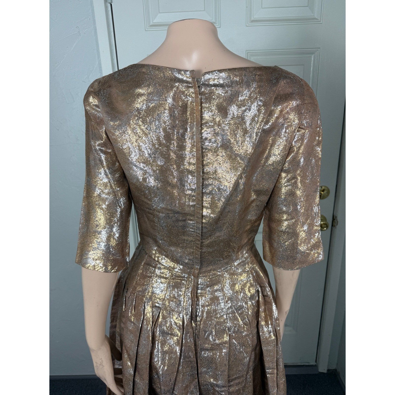 Vintage 60s Edward Abbott Dress Formal Evening Metallic Party X4-21