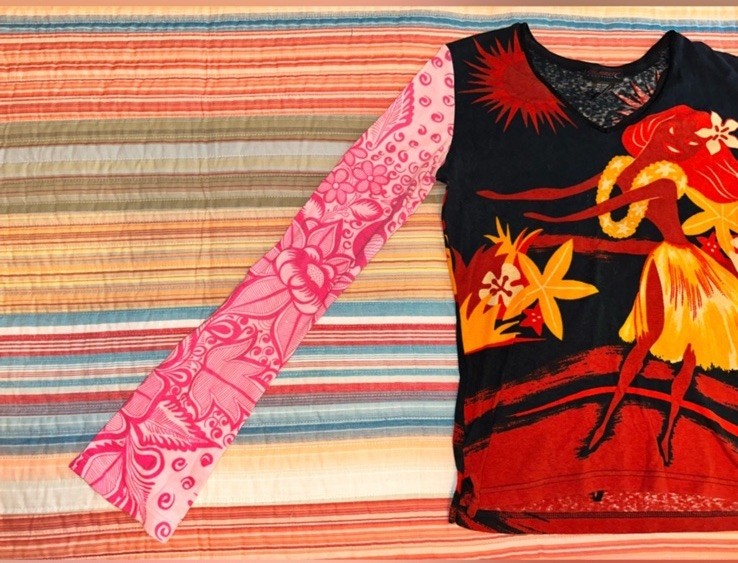 Vintage Rare Custo Barcelona Tropical Hawaiian Dancer Long Sleeve Shirt
