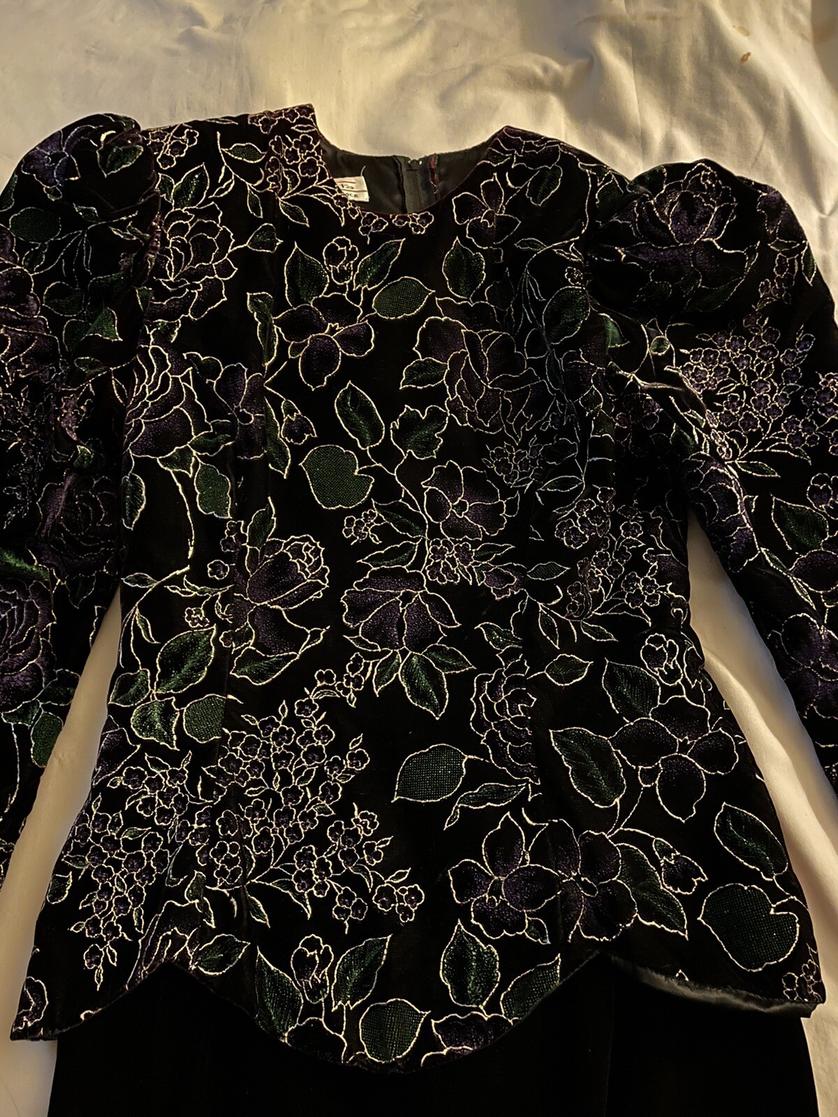 Vtg 80s SCOTT MCCLINTOCK Elegant Floral Top & Black Velvet Skirt Dress sz. 8 EUC