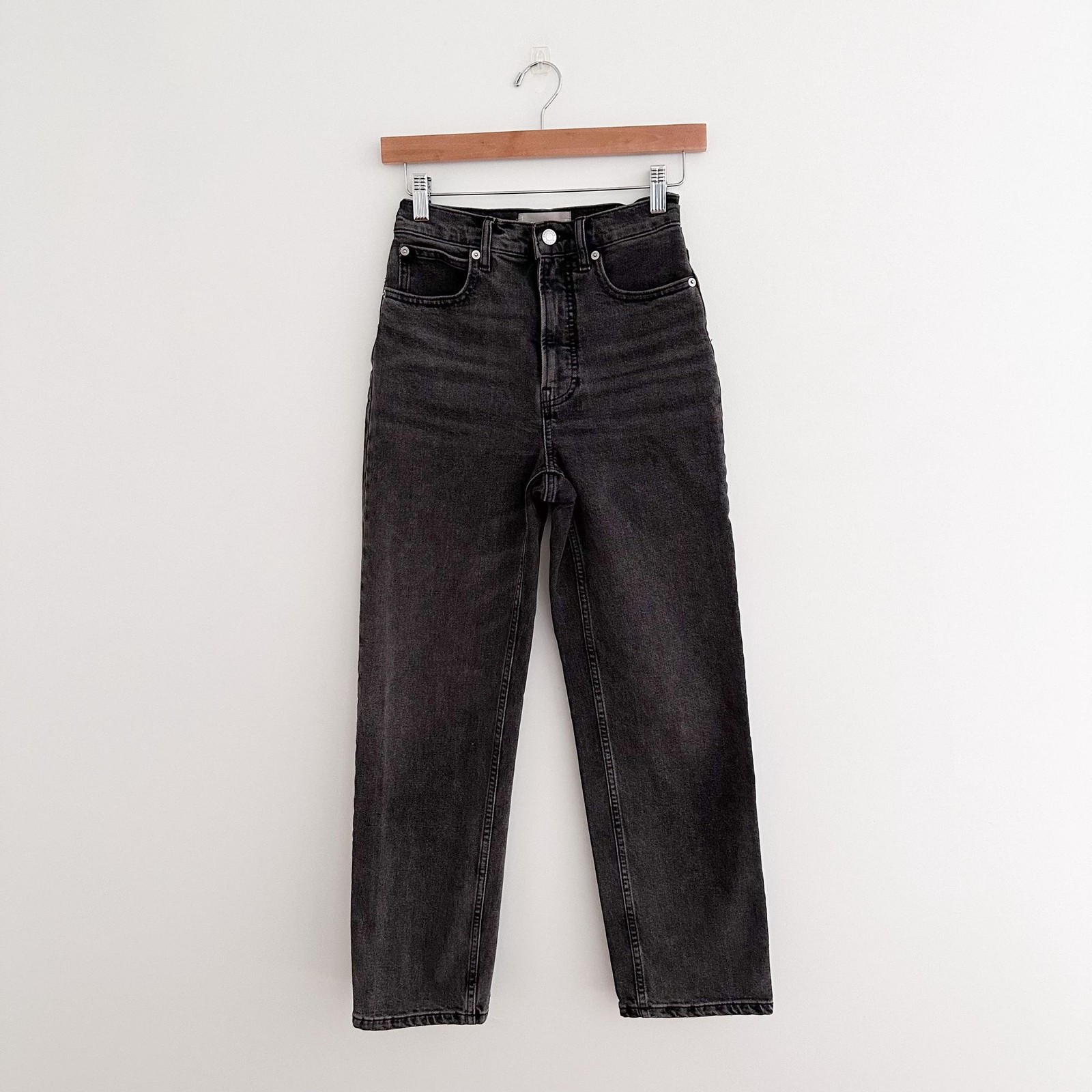 Everlane The Way High Jean Washed Black High Rise Straight Leg Size 24