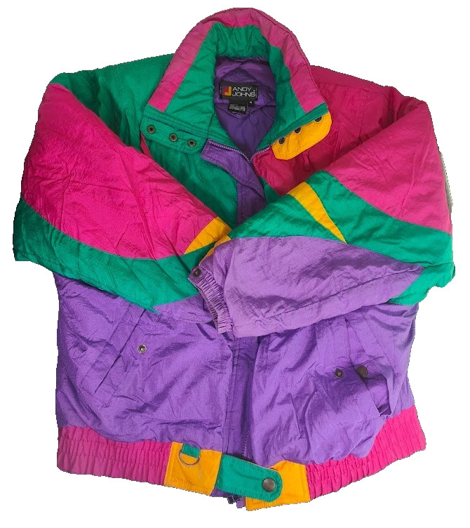 Vintage Andy Johns 90s Jacket Size M Nylon Colorblock Anorak Purple Pink Y2K