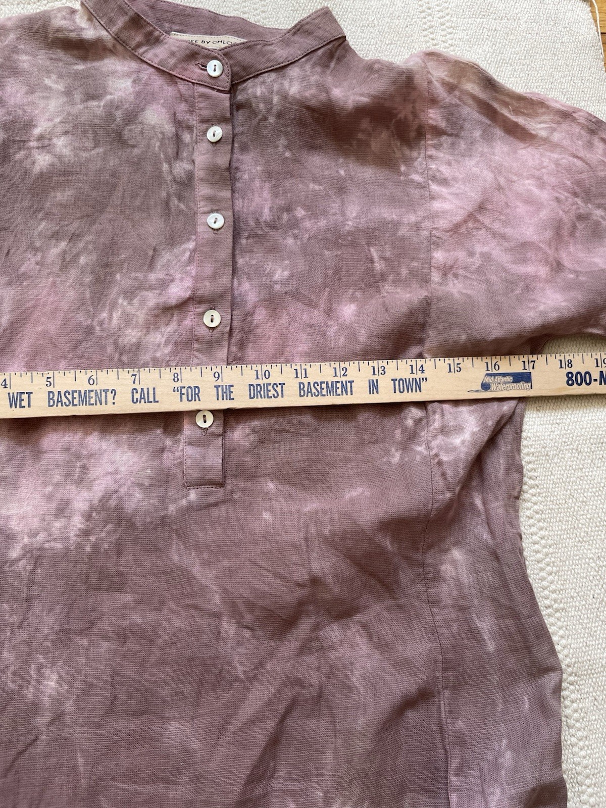 Vintage See By Chloe Garment Tie Dyed Shirt Dress Linen Cotton Boho Retro 70s