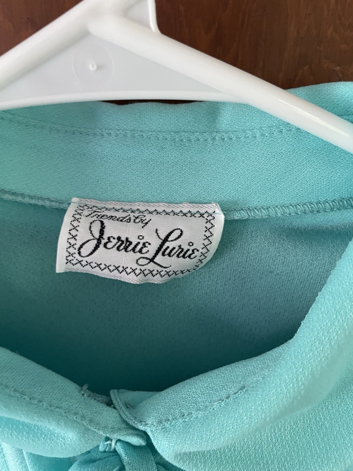 VINTAGE TRENDS BY JERRIE LURIE 70S TEAL PETER PAN M/L BUTTON UP DRESS