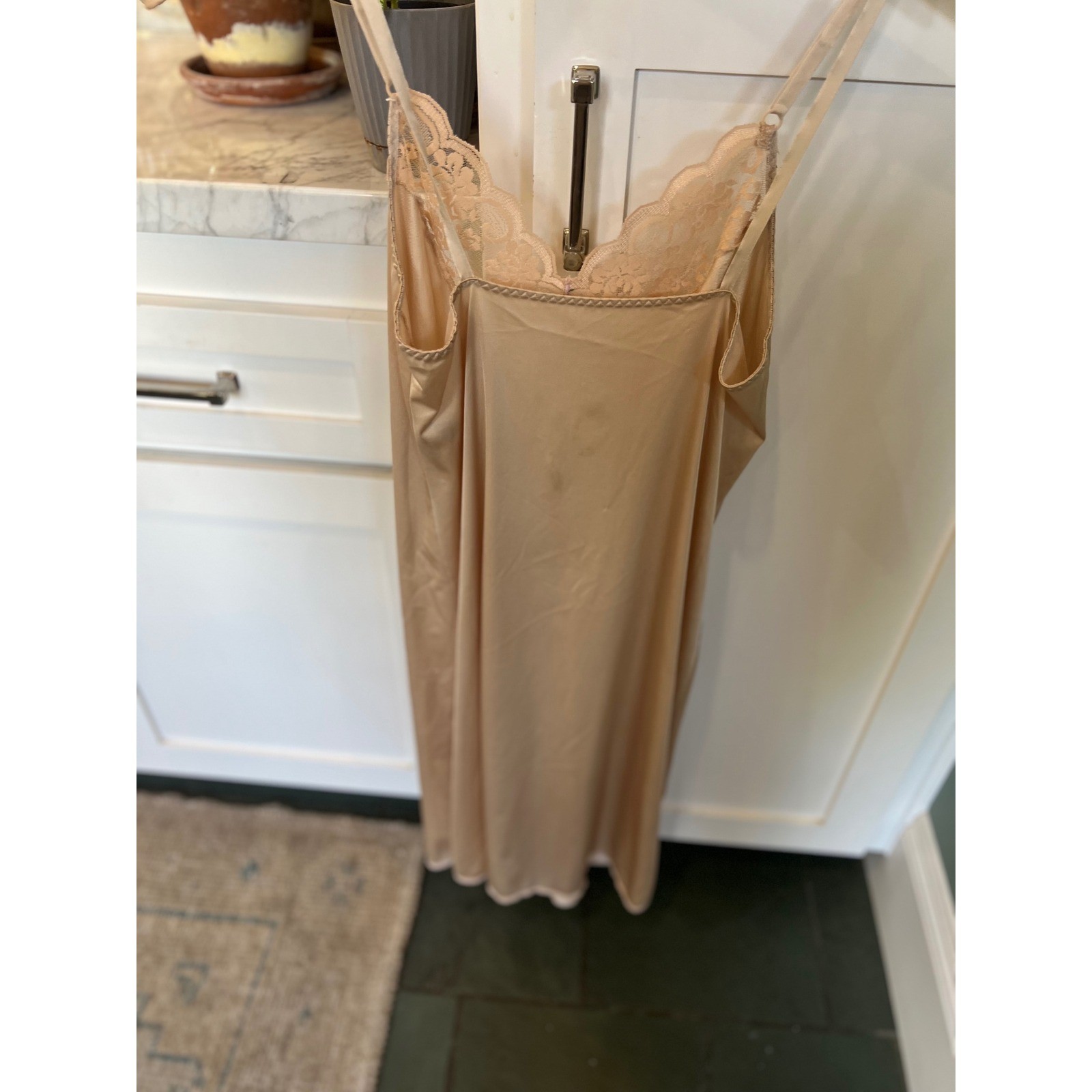 Vintage Chantilly Lace Slip Dress Champagne Reformation Y2K Style 34 Romantic
