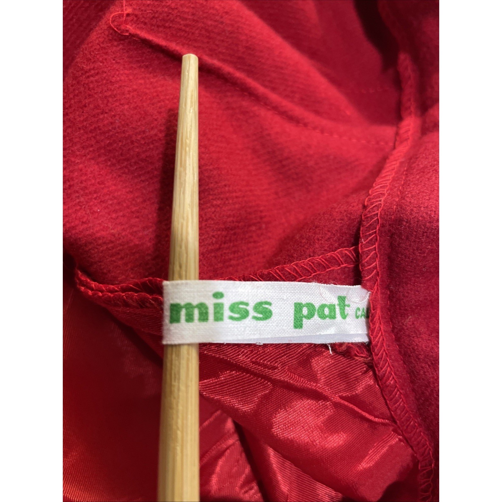 VTG 60s Red Wool Skirt MISS PAT CALIFORNIA Waist 25 3/4″