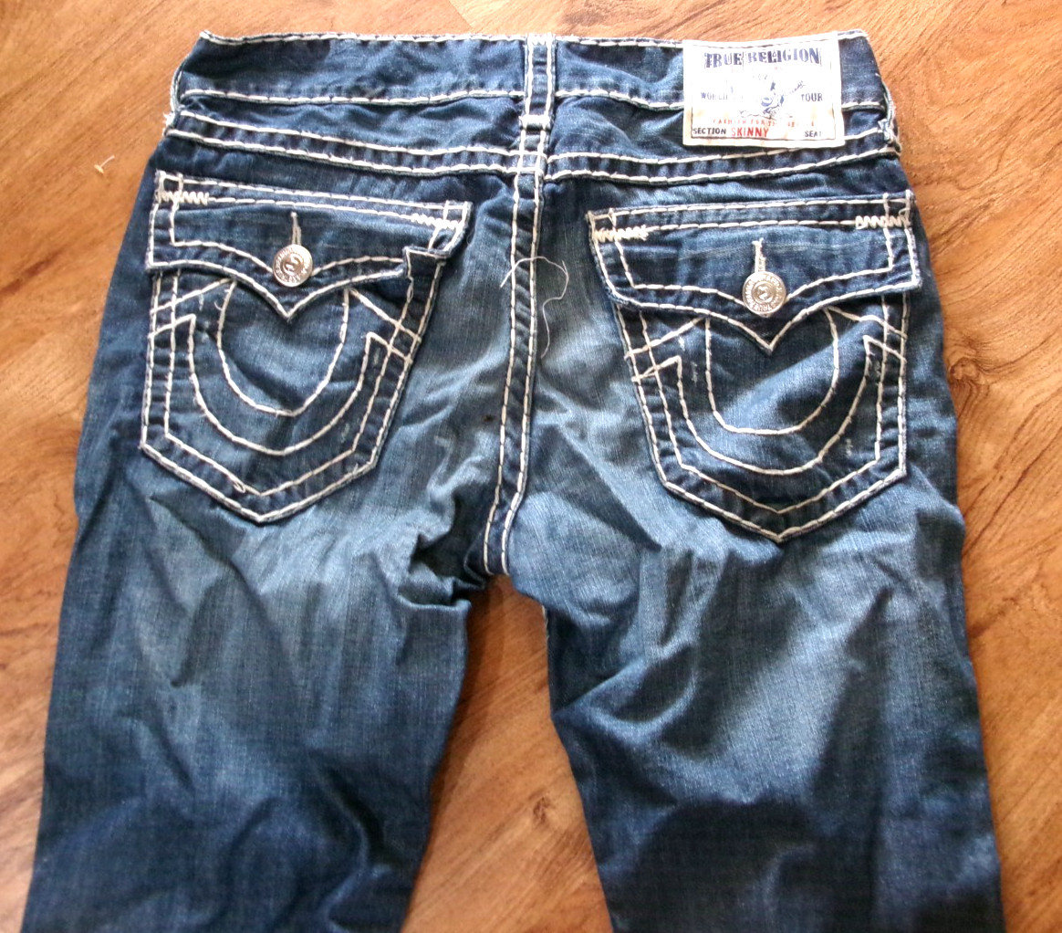 Vintage Y2K TRUE RELIGION Skinny Super T Stitch/Flap Pocket/Low Rise Jeans-Sz 33