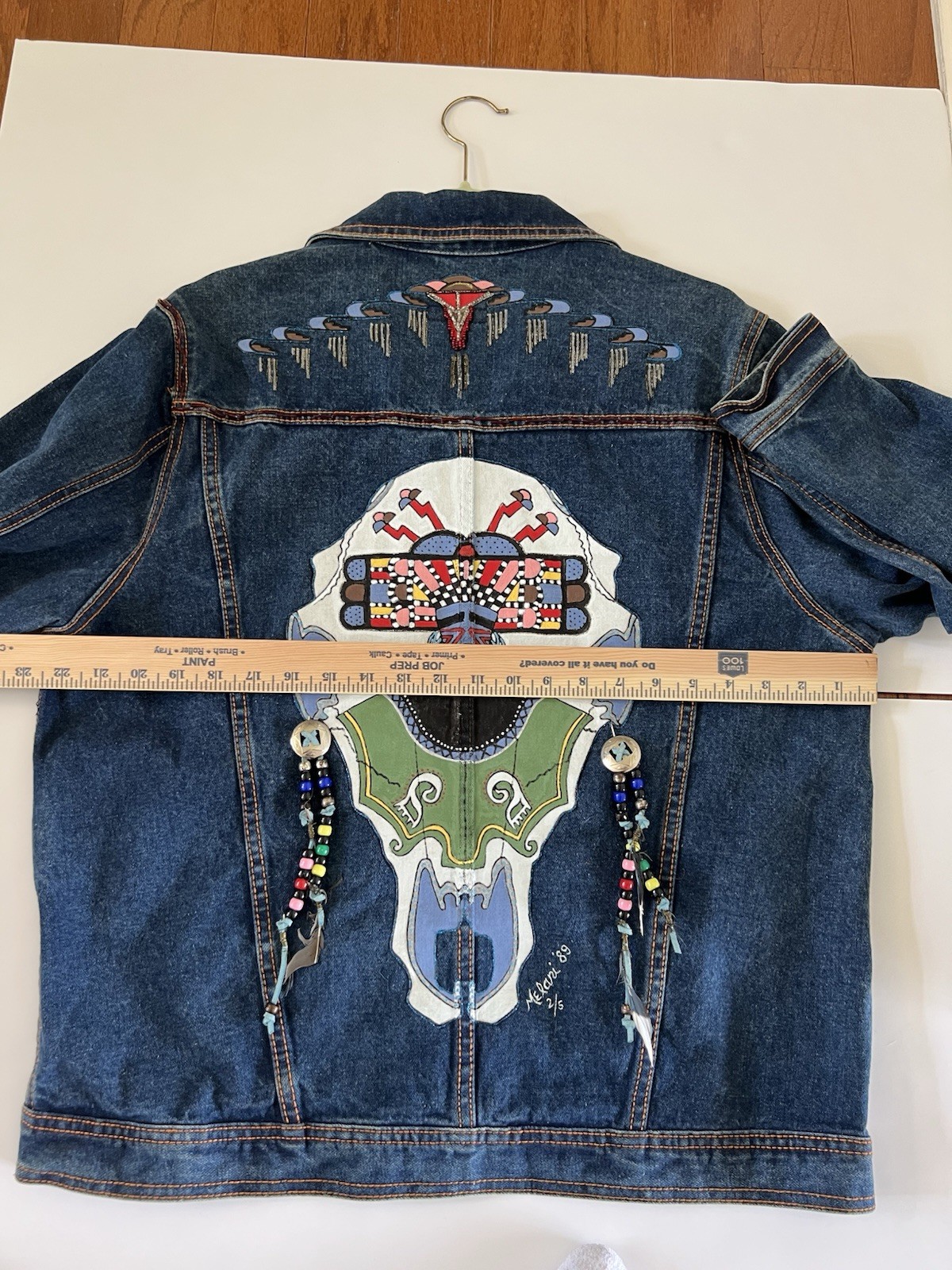VTG Artist signed & handpainted native american denim jacket. Medium,embellished