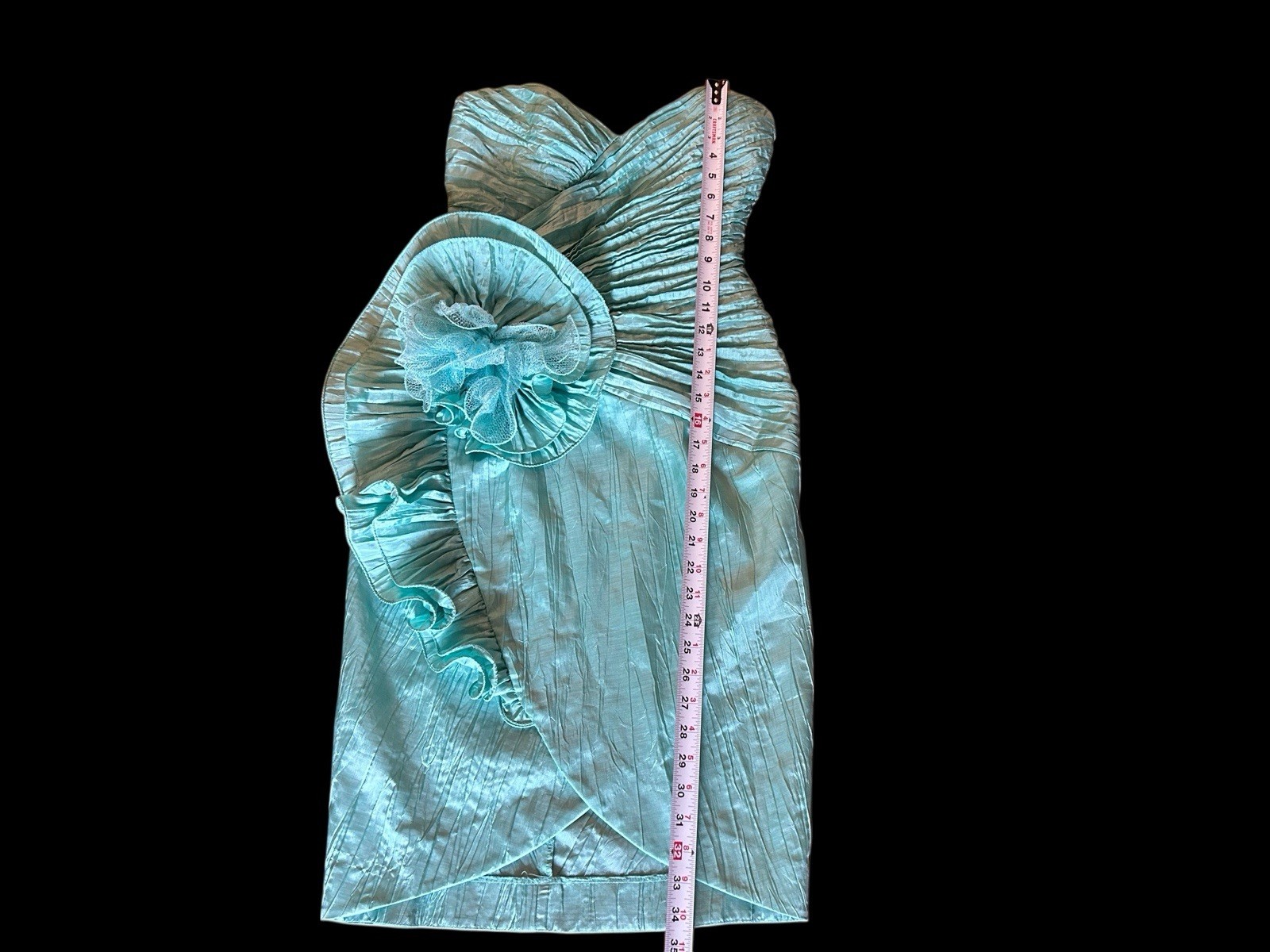 Vintage 1990’s Showstopper Coquette Aqua Evening Prom Formal Avant Garde Dress