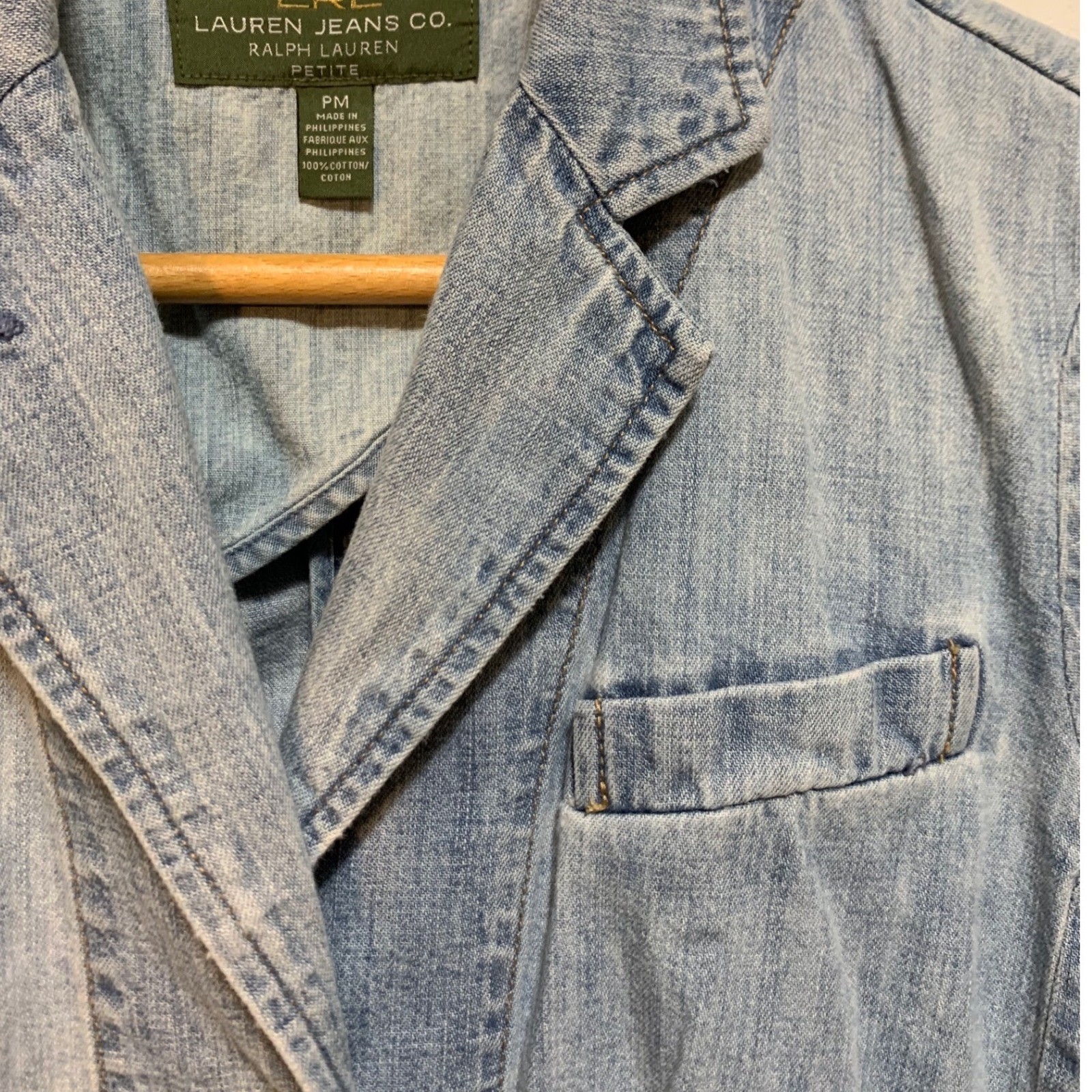 VTG Lauren Jeans Co. Ralph Lauren cotton denim blazer Jacket PM boho cottagecore