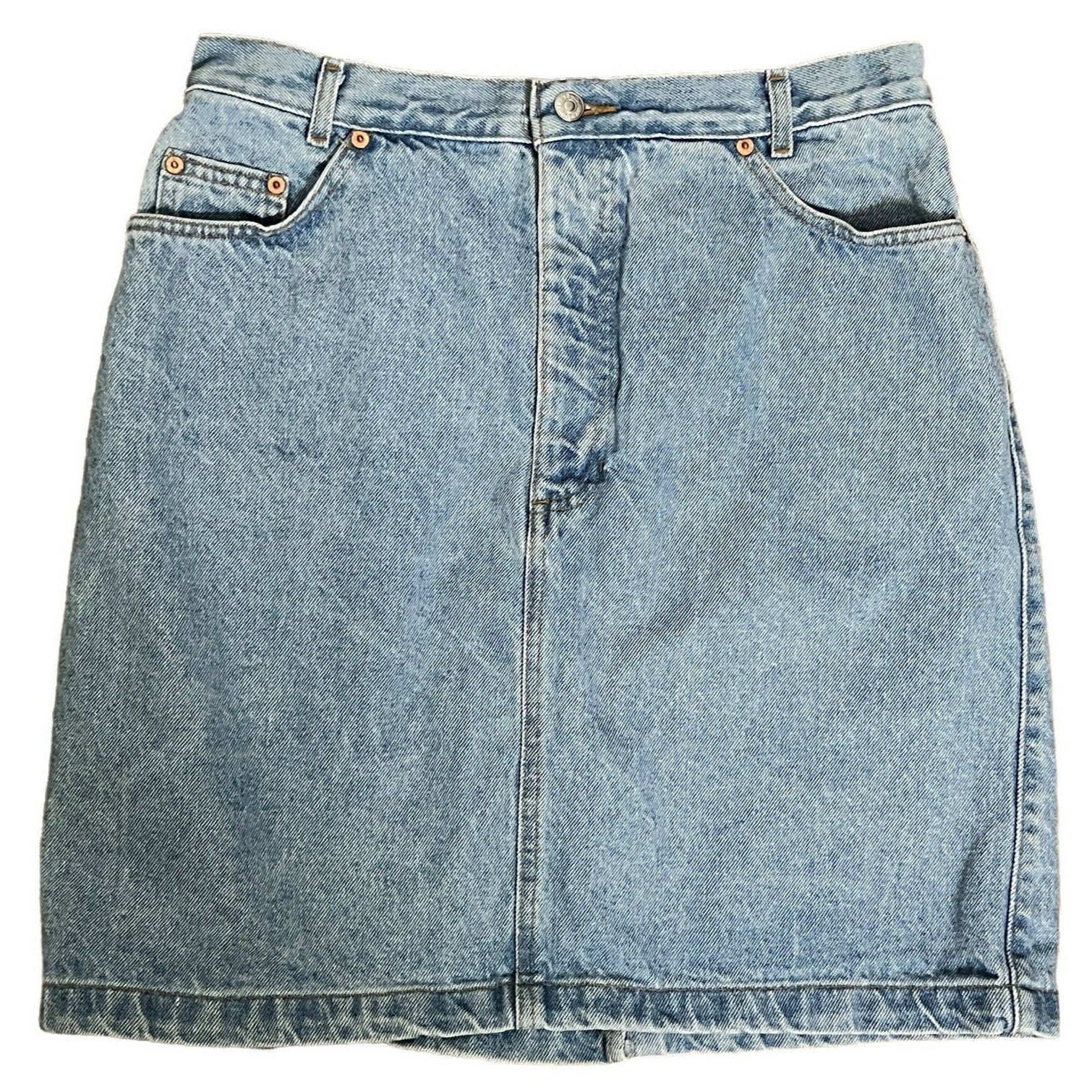 Vintage Gap Denim Knee Length Skirt Womens Juniors 15 16 Blue 32″ Waist USA Made