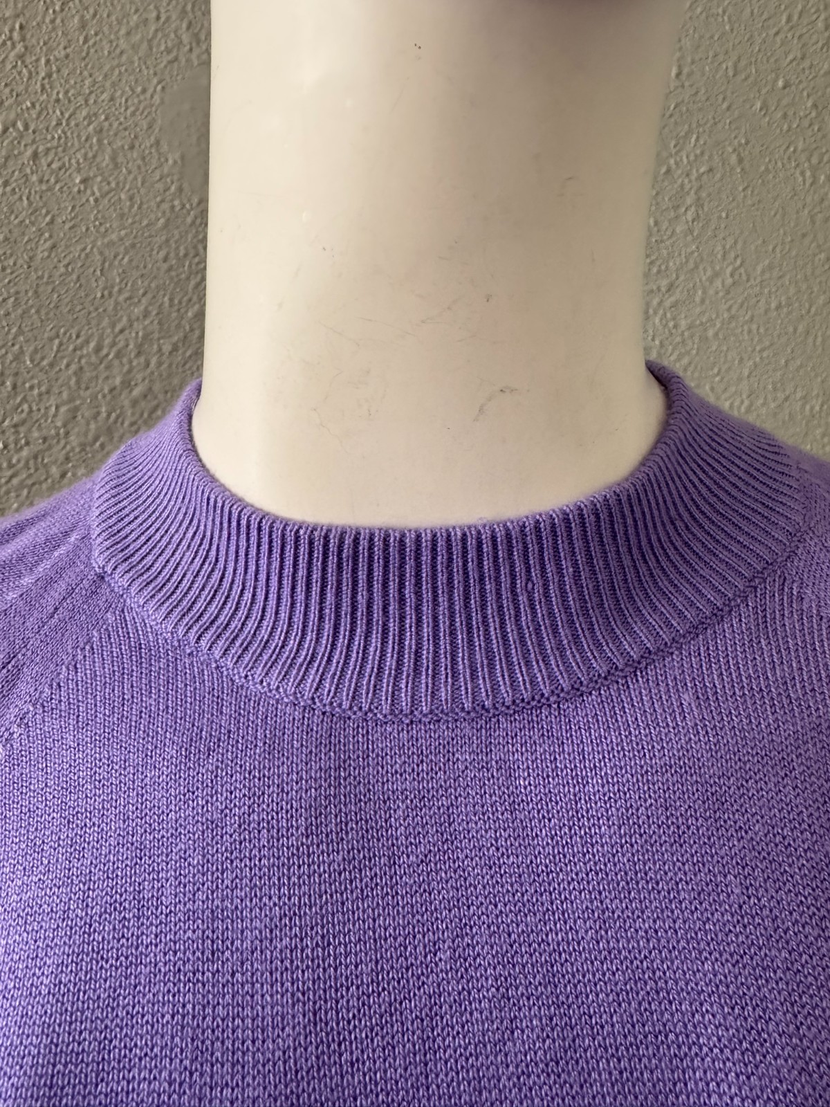 Vintage 70s Lavender Purple Mock Knit Pullover Sweater Top S