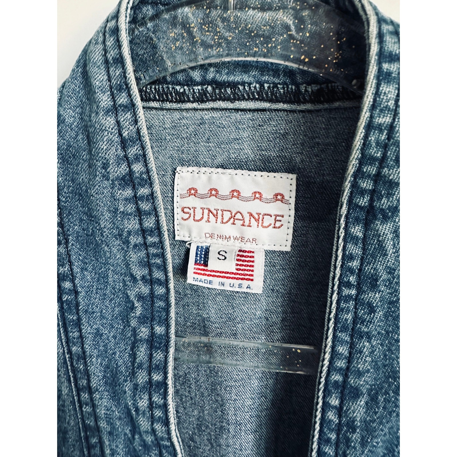 Vintage 80s Denim Jacket Size small Made USA Handpainted Retro Era Unique