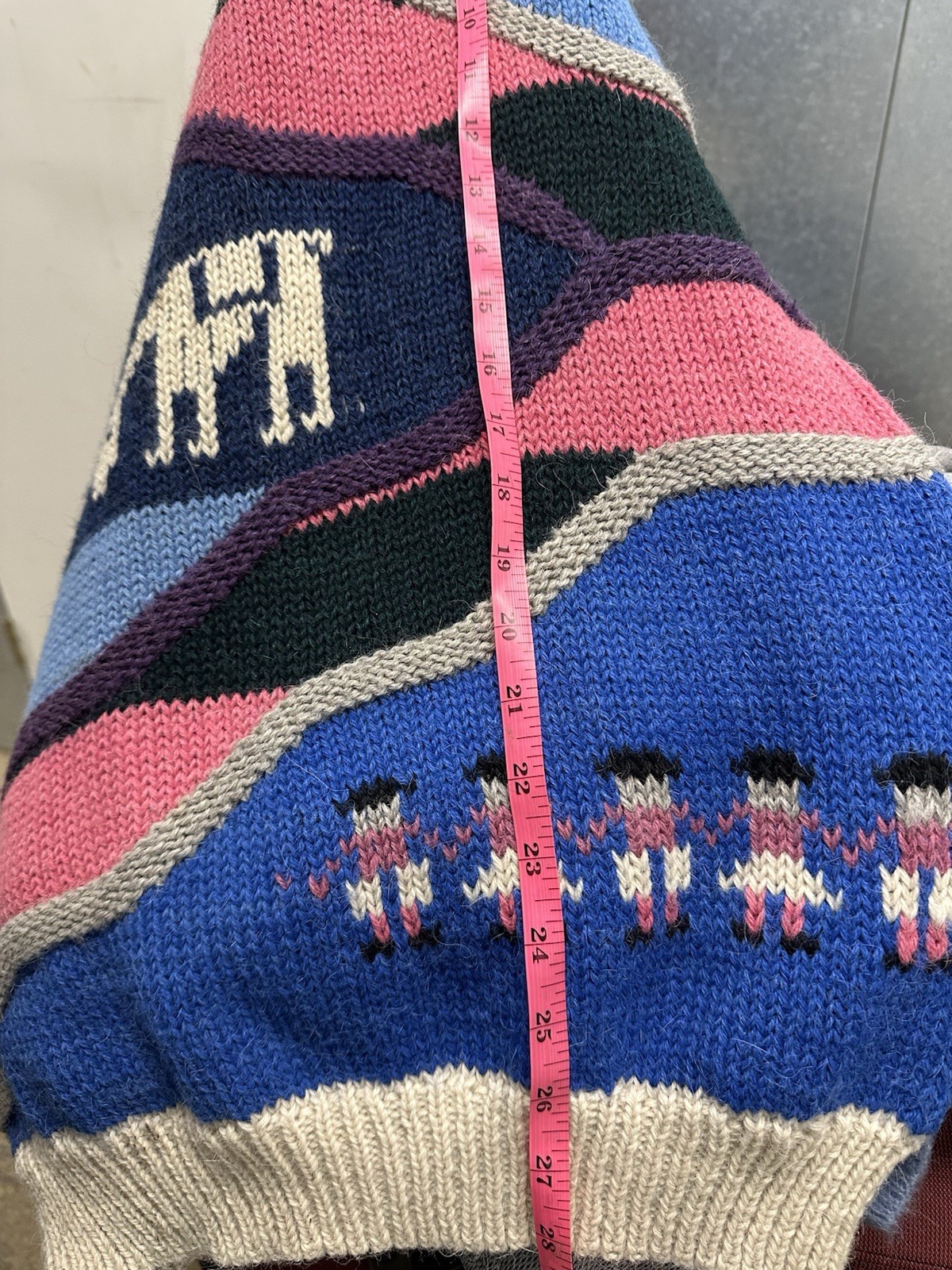 VTG Sweater Alpaca Wool Knit Cottagecore Color Geometric Tribal Folk Sweater XL