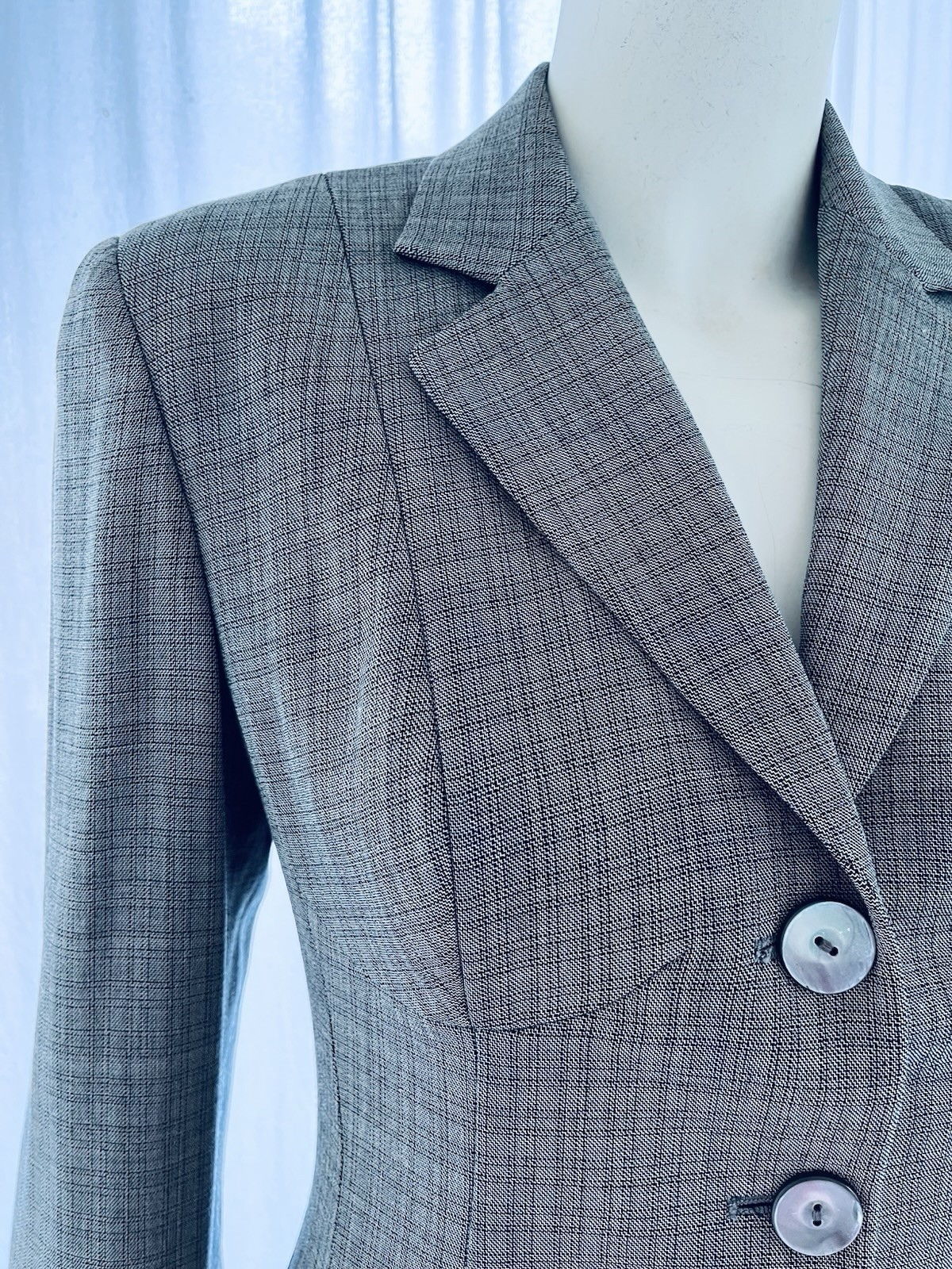 Vintage 1990s Donna Karan New York Wool Jacket with Boning at Hips