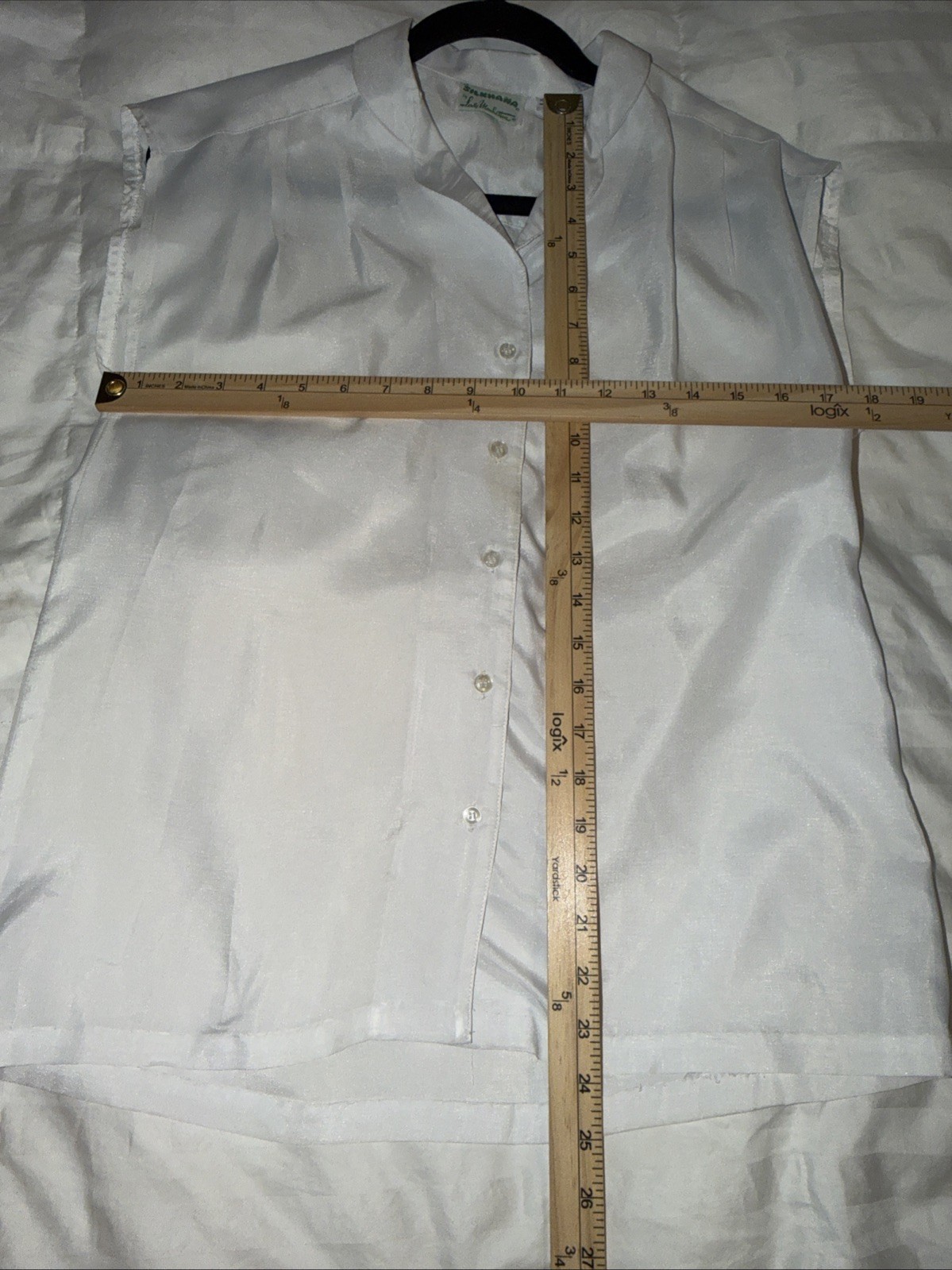 Vintage SilkHana by Lady Manhattan Blouse White Sleeveless Button Front M (read)