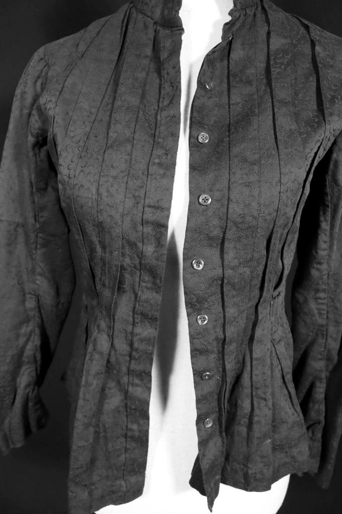 Antique French Edwardian Black Cotton Blouse Size Small Excellent Condition