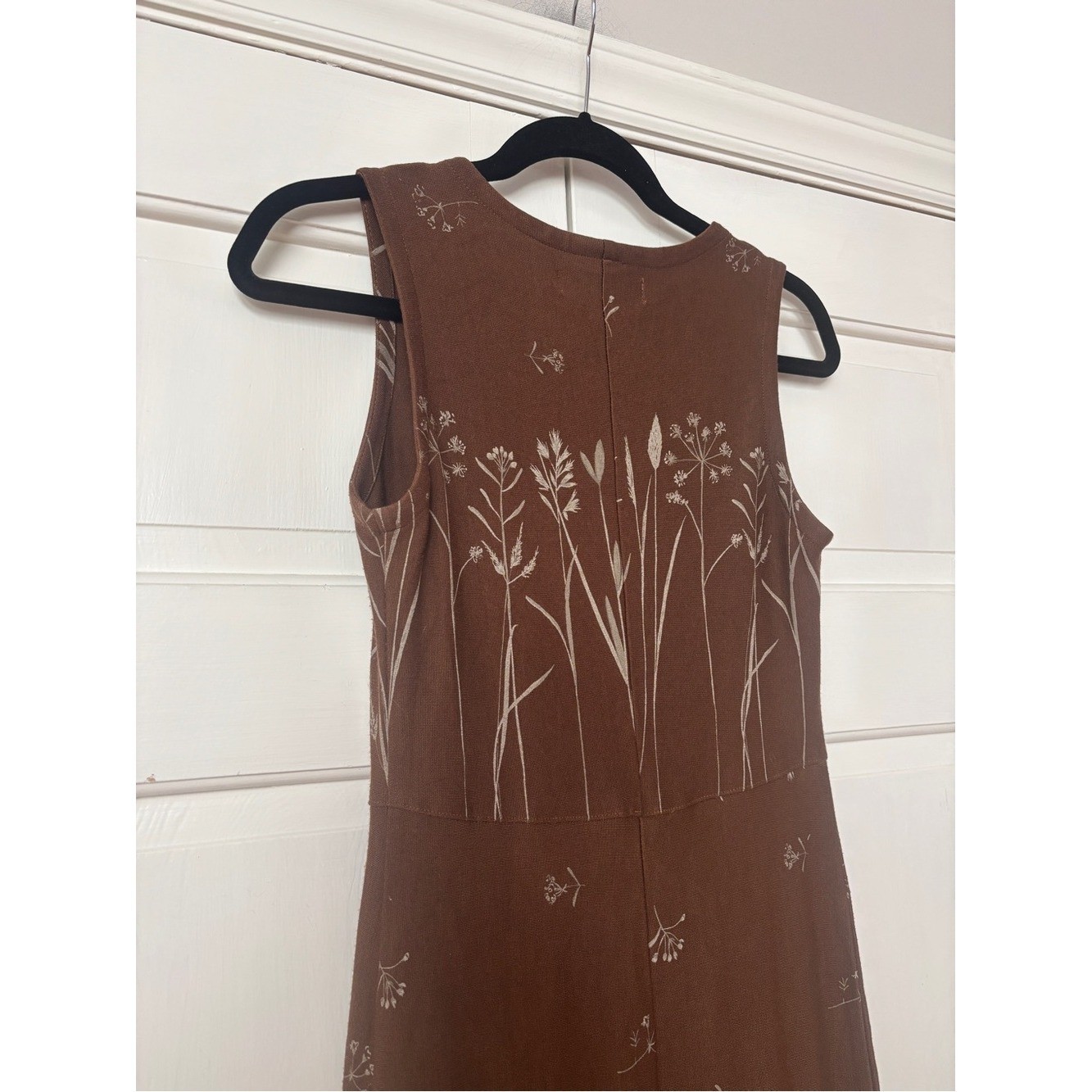 Vintage Potato Clothing Brown Maxi Dress Matchin Cardigan Cottagecore Size Small