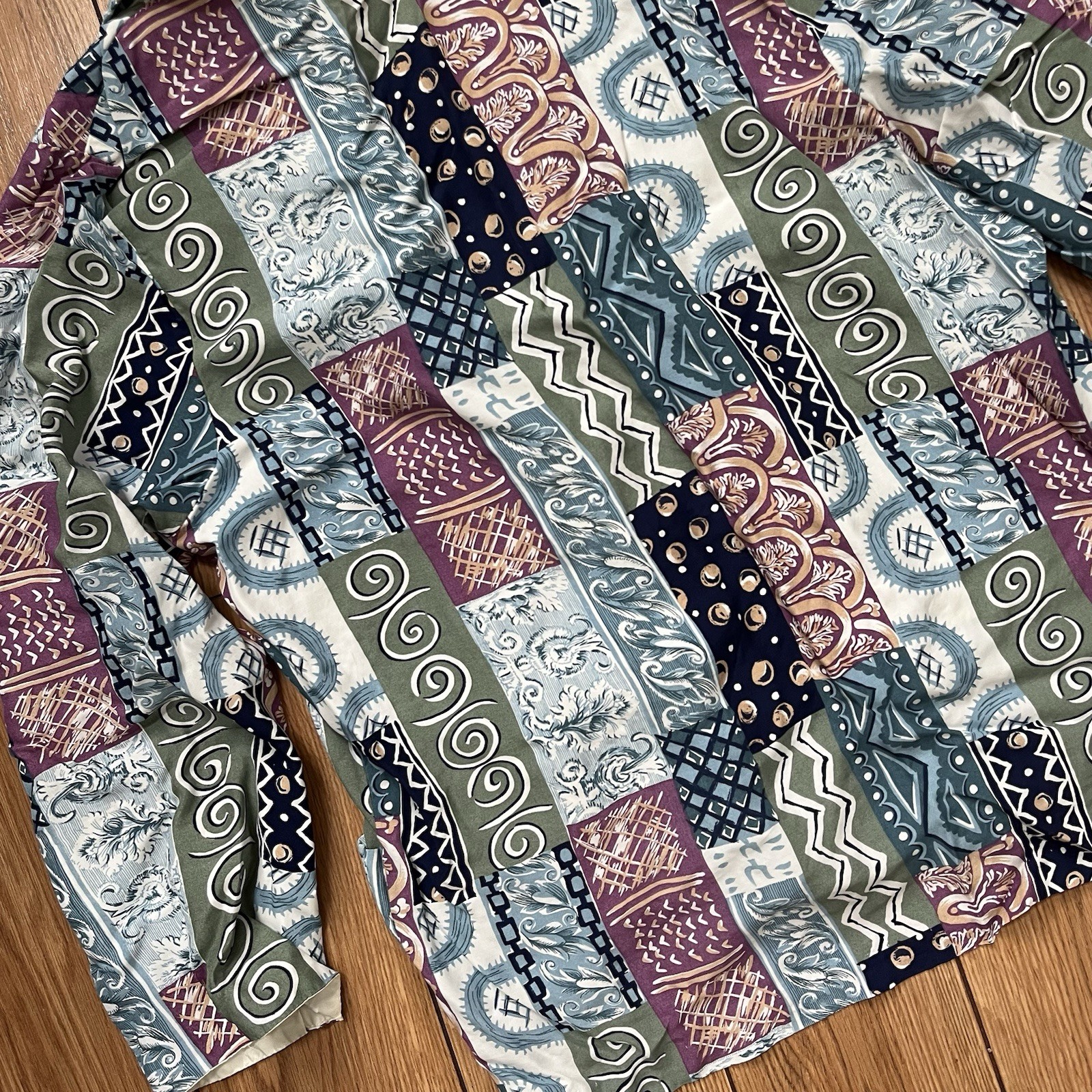 VTG 80s Dani J. Funky Patterned 3/4 Sleeve Blazer – Cool Tones | Sz: 14