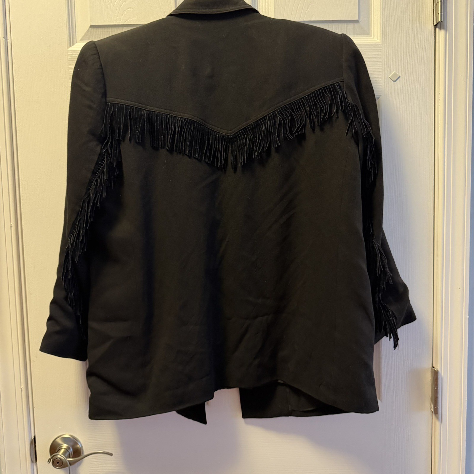 Vintage 80’s 90’s Criscione Jacket Black Western FRINGED-MEDIUM