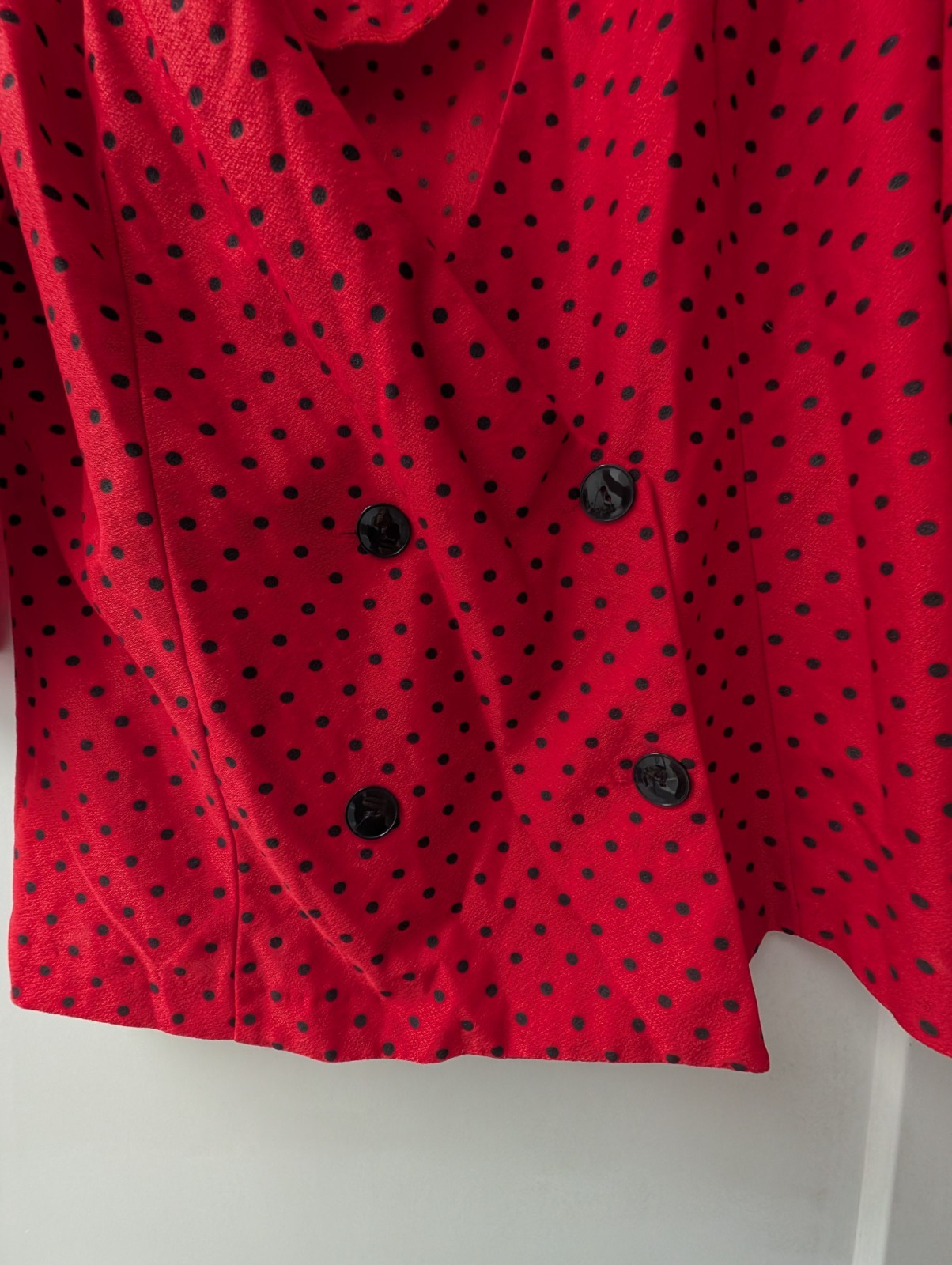 Vintage Whirlaway Frocks Top Red Black Polka Dot Shoulder Pads 12 Medium Large