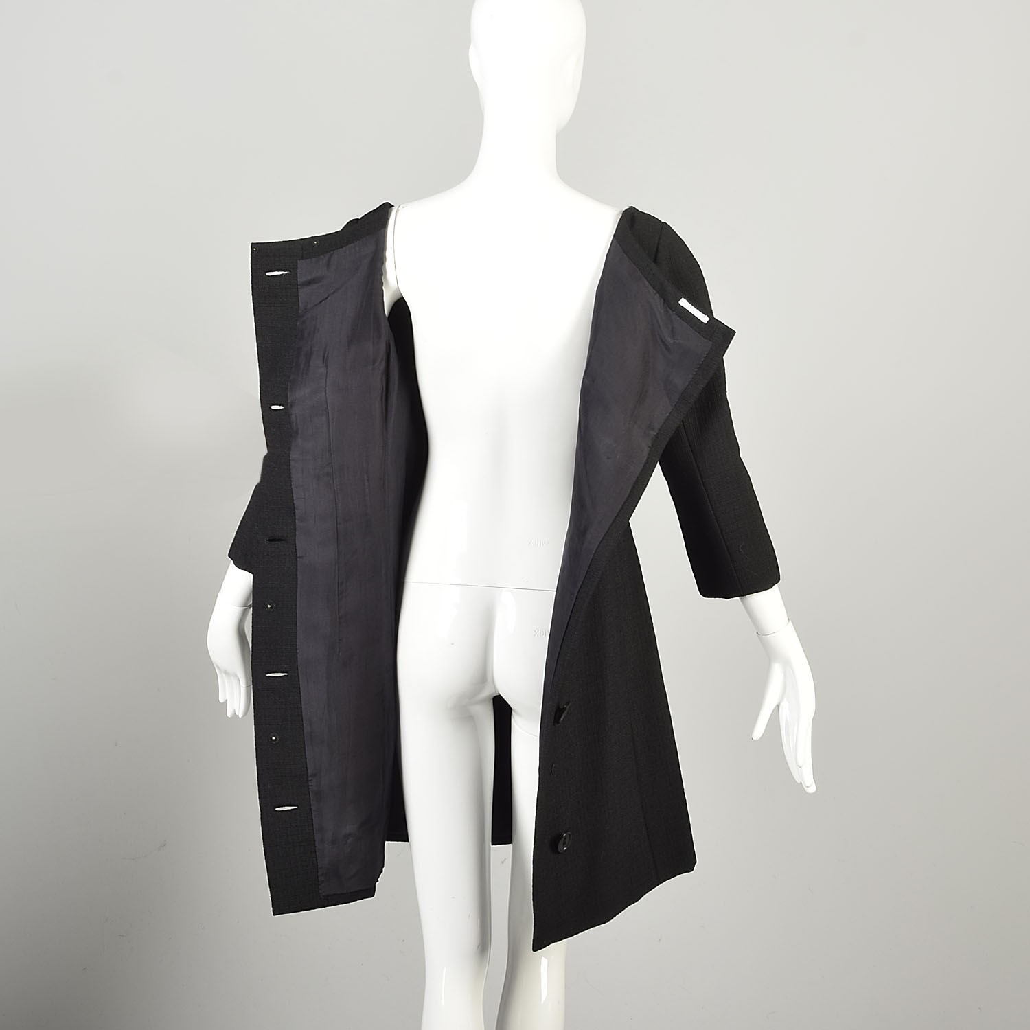 Medium 1960s Galanos Designer LBD Little Black Dress Buttoned Back Chic Classic
