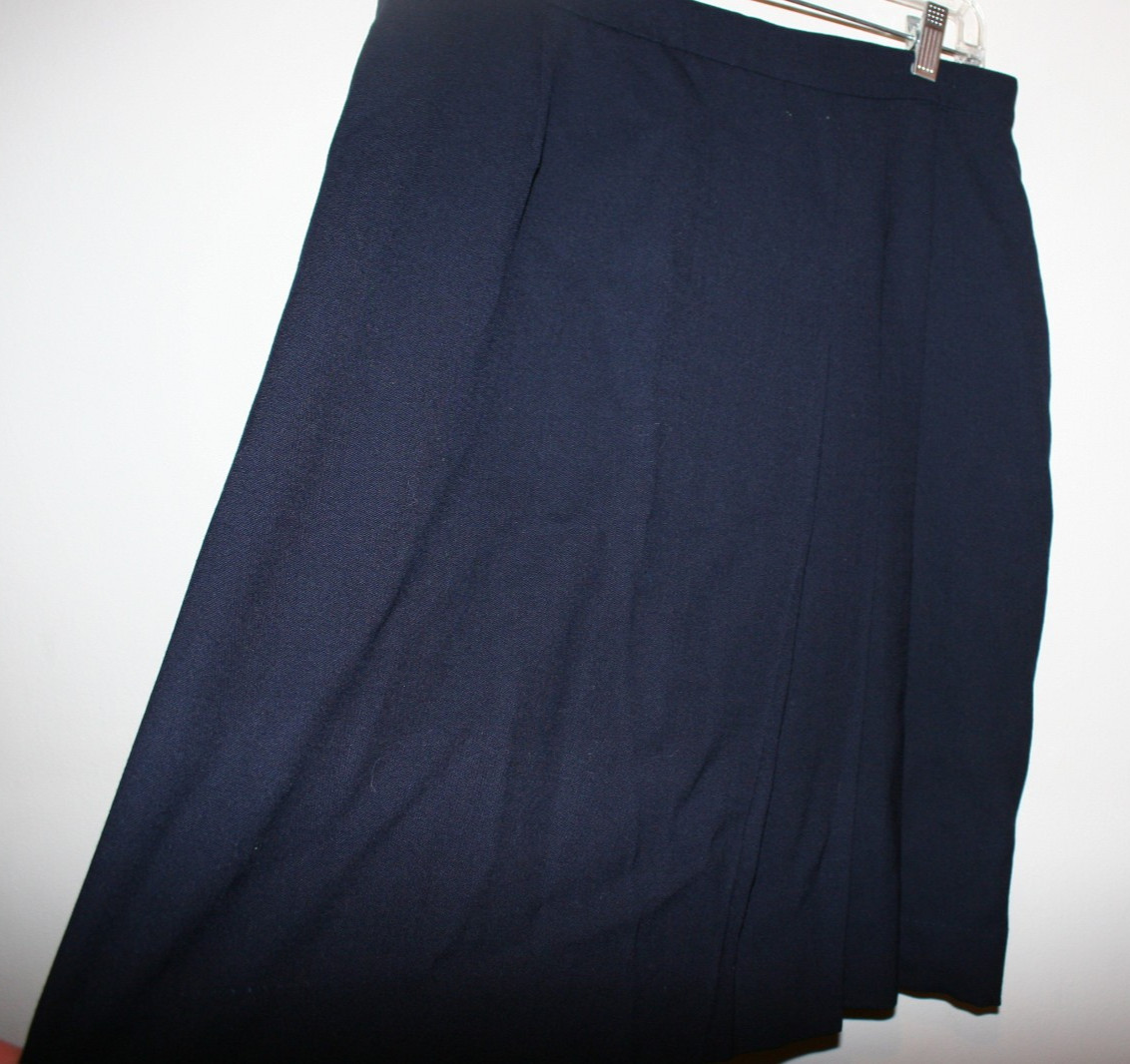 NEW Vintage JH Collectibles 100% Wool Pleated Skirt Navy Blue USA Made Sz 16 NWT