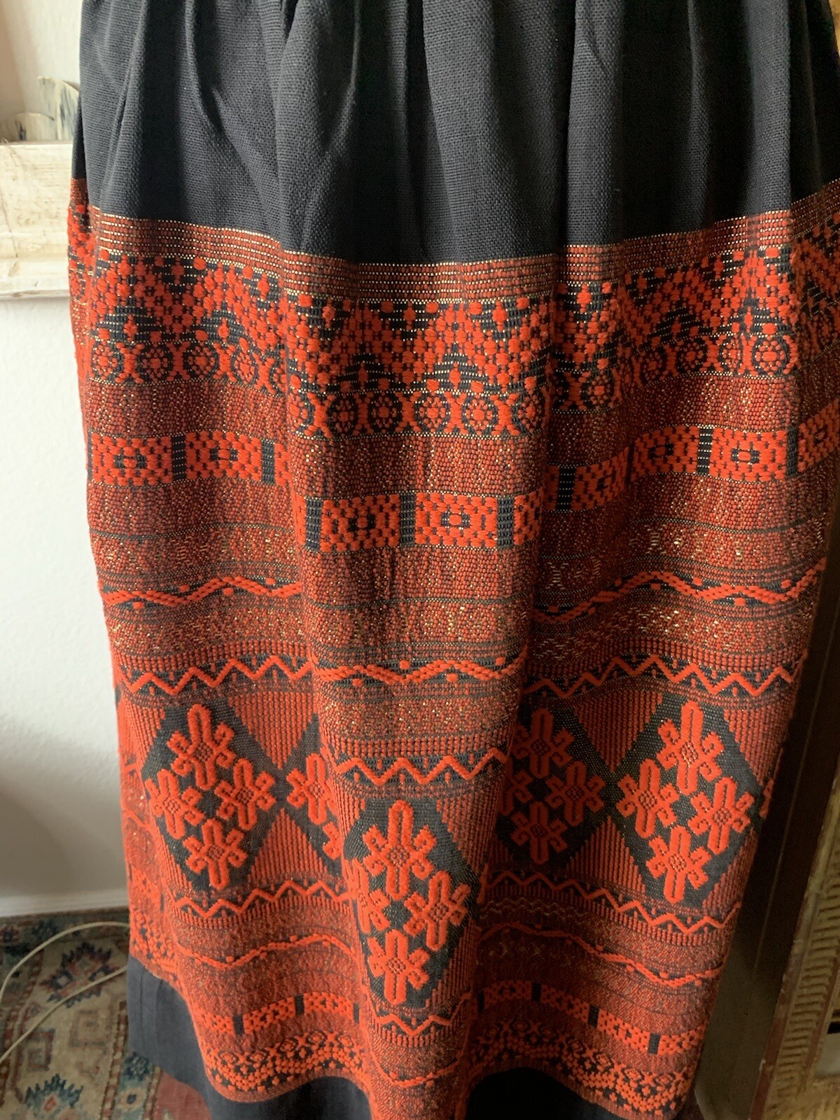 Vintage Hand Woven Mayan Cotton Skirt 50s 60s