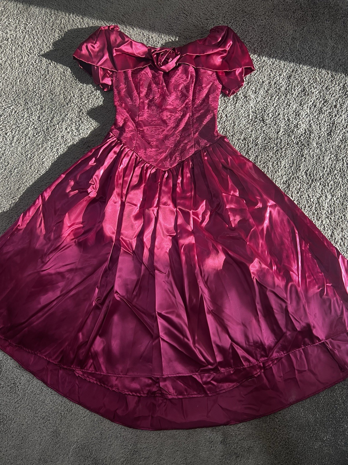 Vintage lace floral Magenta Pink Dress Size Small, Unlabeled