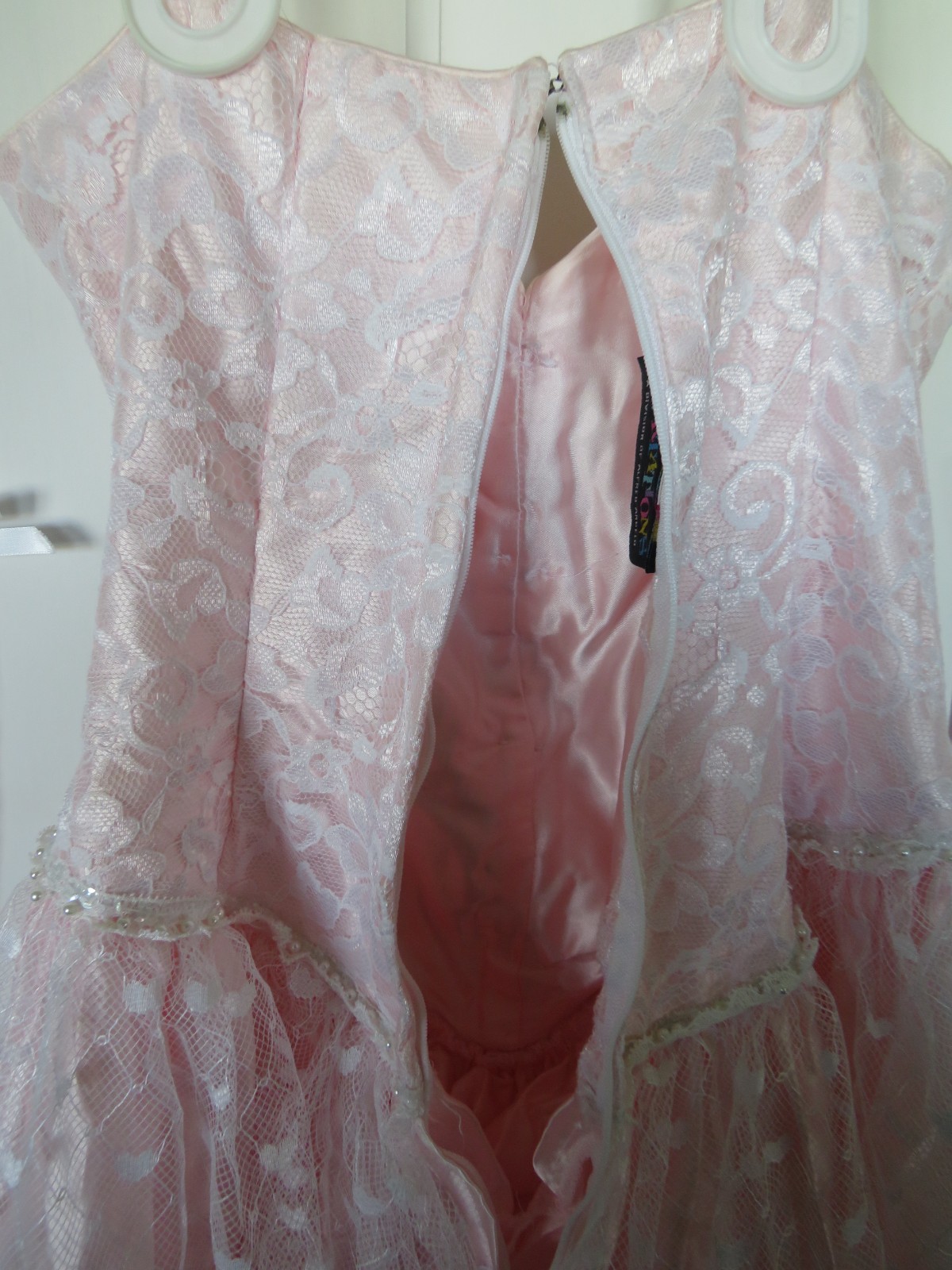 Vtg 1980s Flirtations Prom Gown quinceañera Belle Maxi Dress Princess Pink Lace