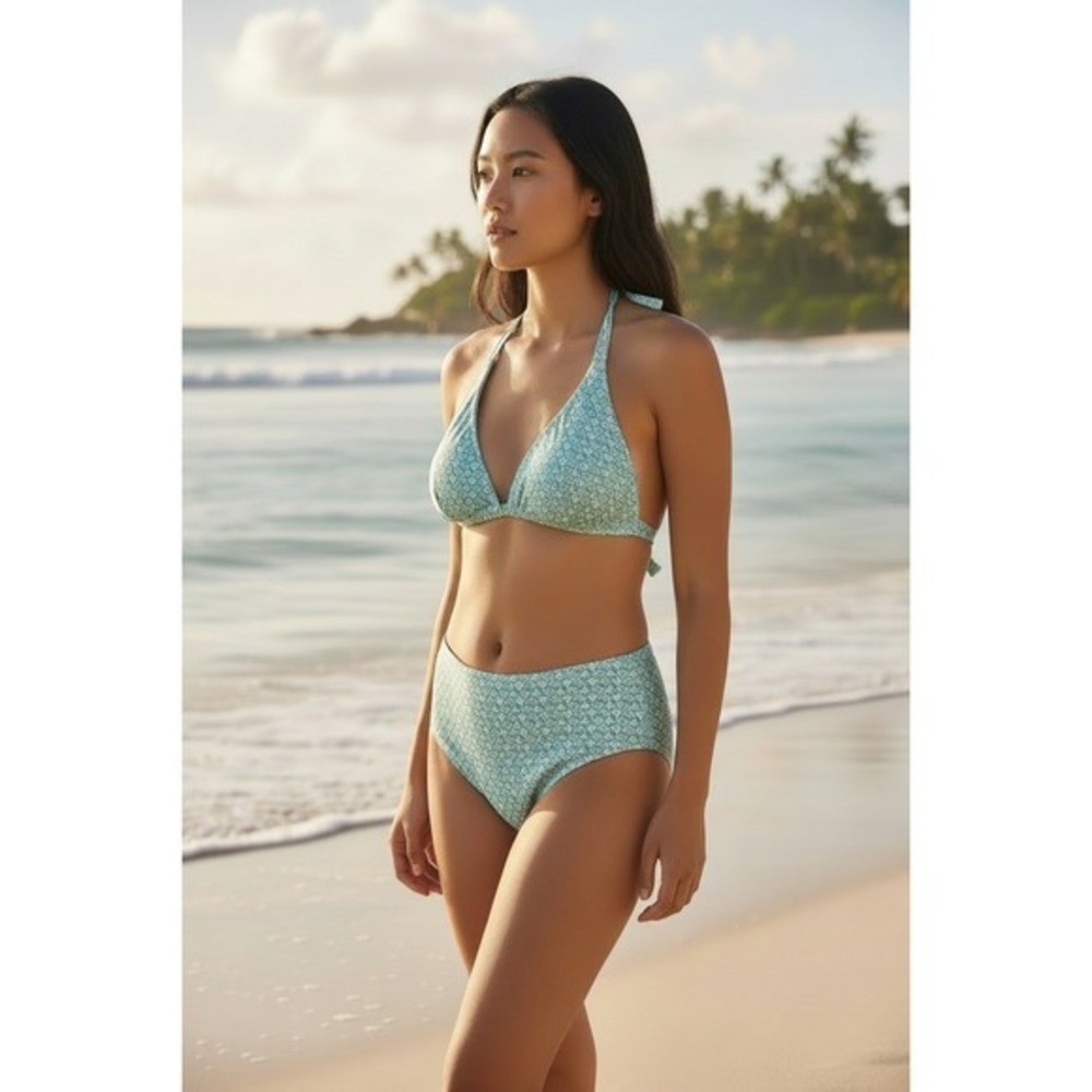 Victoria’s Secret Bikini Set Top XL Bottom L -Mint Green Seashell High Waist New