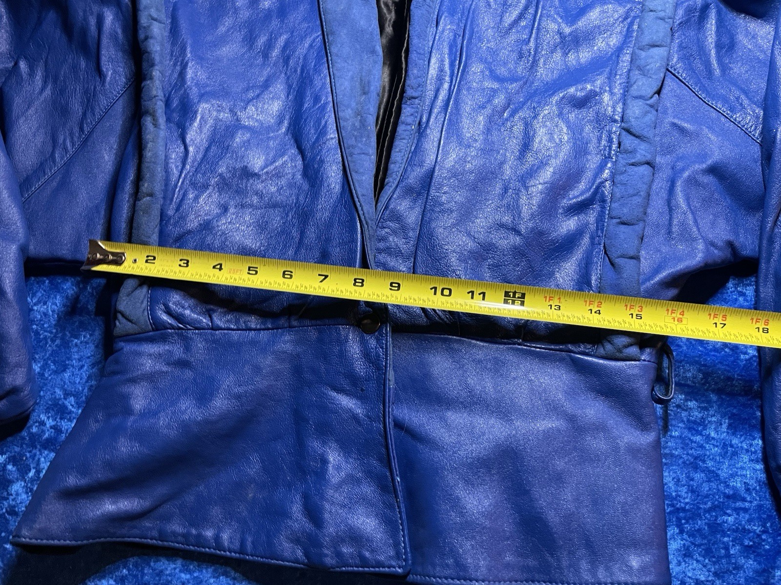 U.S. Maine Co Leather Jacket Vintage 1980s Blue Glam Rock Biker See Pics Flaws