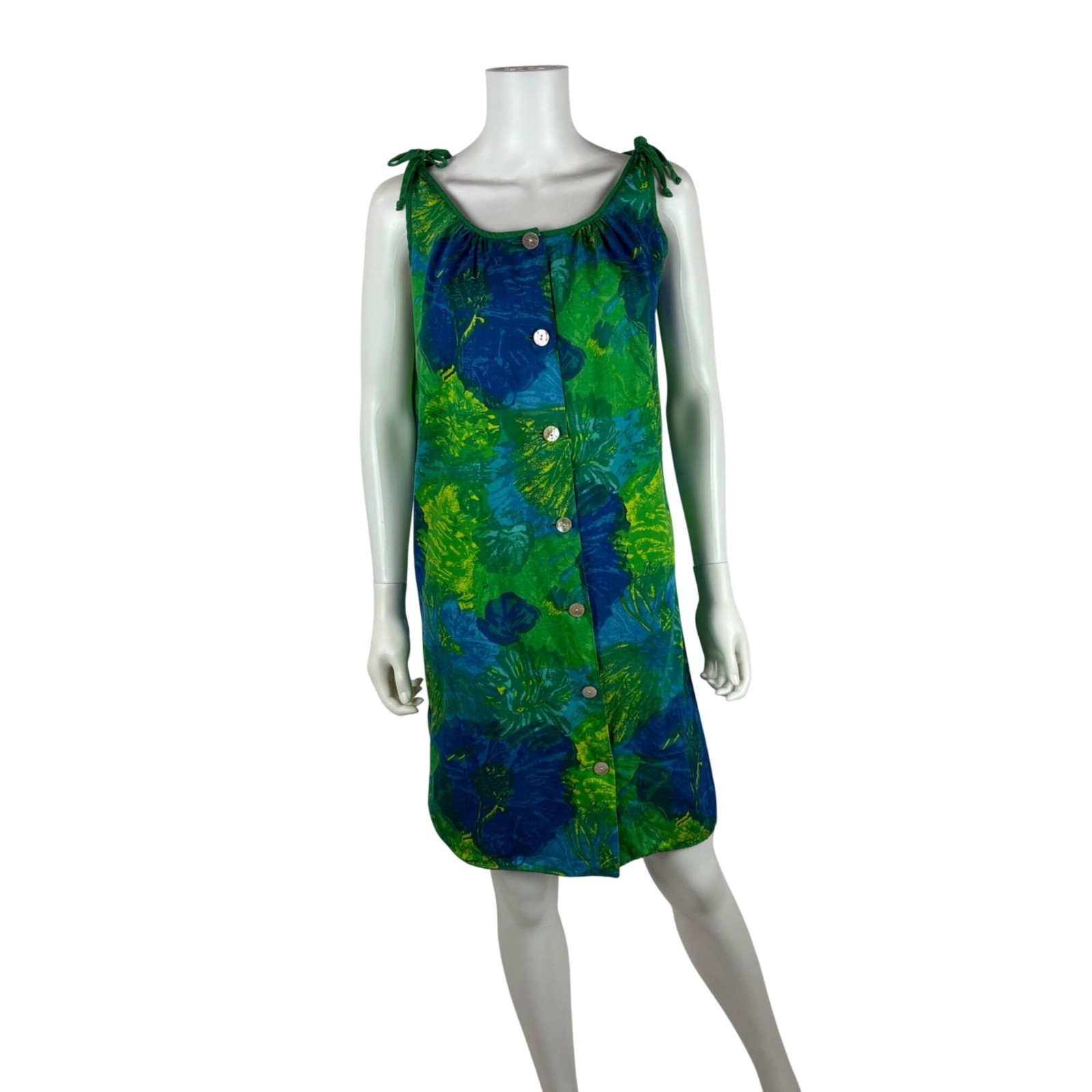 Vintage 50s Hawaiian Honeymoon Set Blue Green His & Hers Matching Dress Shirt