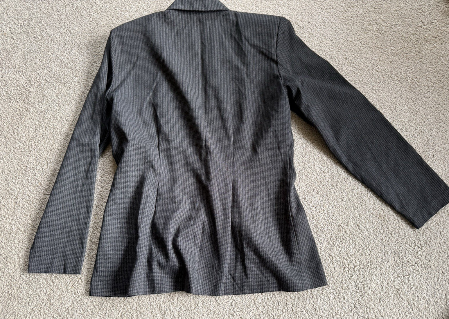 Vtg BENTLY 2 pc BUSINESS SUIT houndstooth 13/14 Jacket 11/12 pants Black-Gray