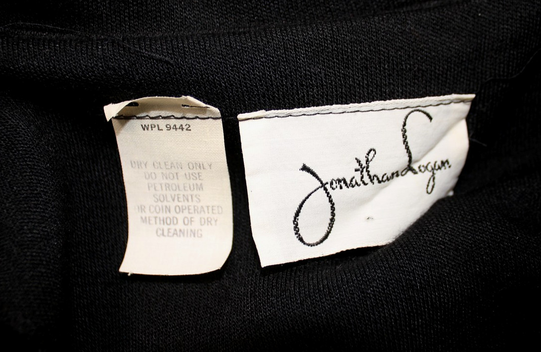 Vtg Women’s 70s Black Jonathan Logan Shirtwaist Midi Dress Sz XS/S 1970s