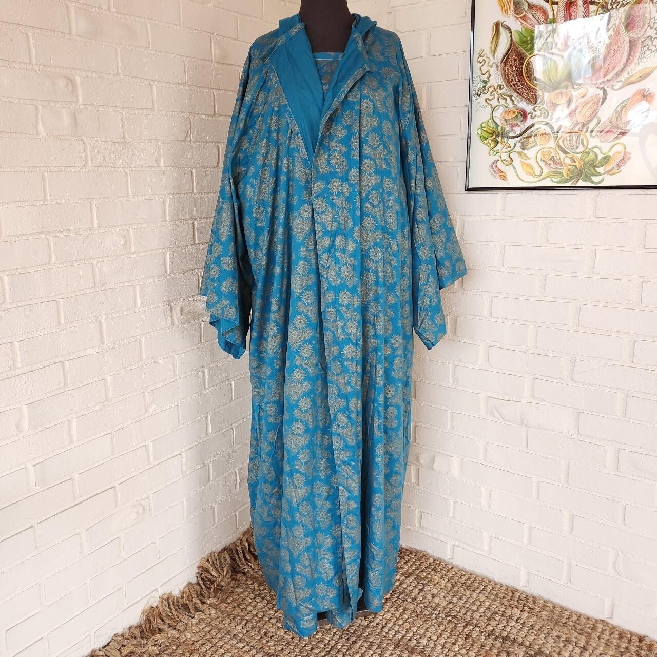 Vtg Ren Fair Dress and Cloak Set. Screen Printed Handmade Vintage