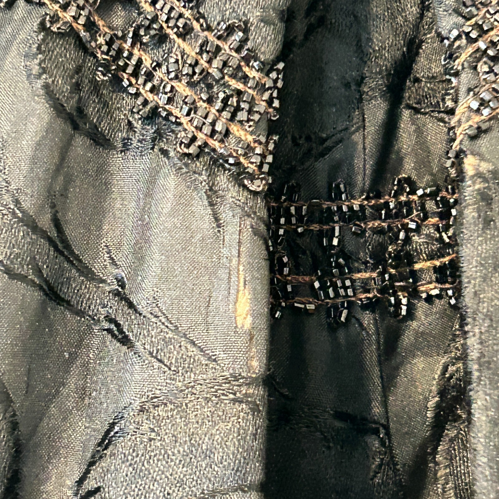 Antique Victorian Black Silk Lace Beaded Evening Cape Capelet Mourning 1800s