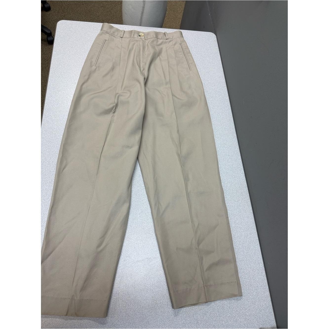 True Vintage 1990s Minimalist Academia Trousers Casual Corner Khaki/Taupe