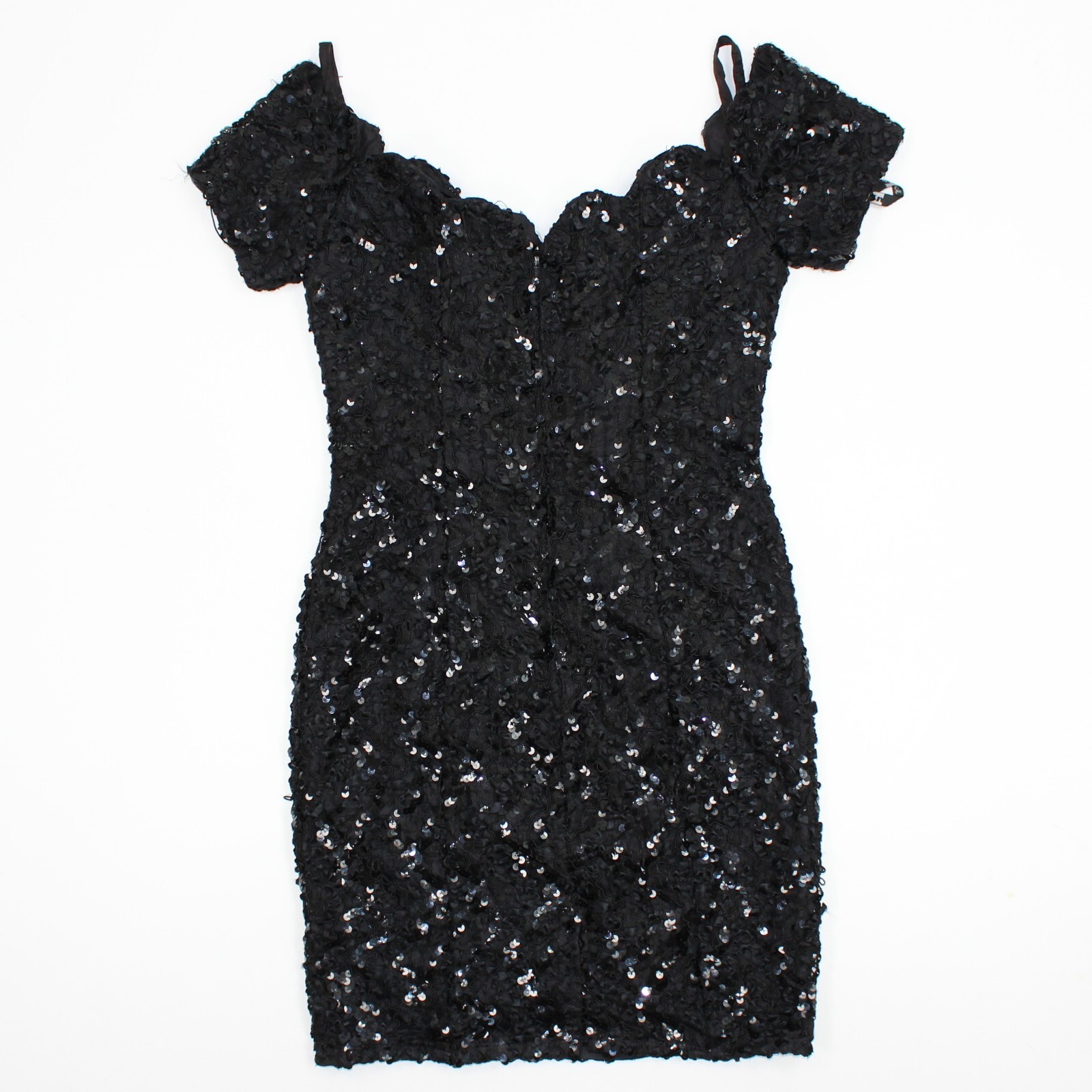Vintage Karen Lucas for Niki Black Sequin shoulder dress size 8 prom tea