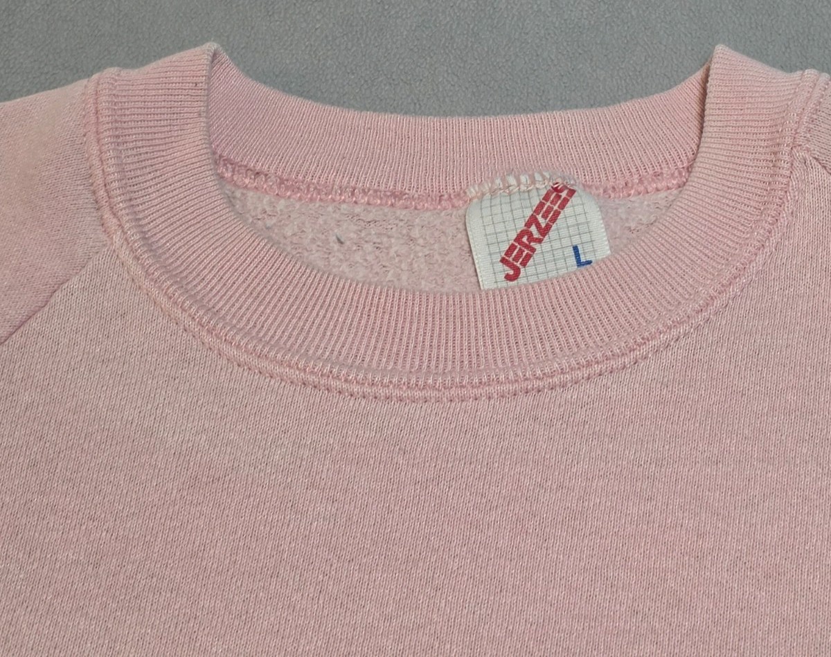 Vintage Jerzees Pink Long Sleeve Sweatshirt Made In USA Size Large Cotton Blend