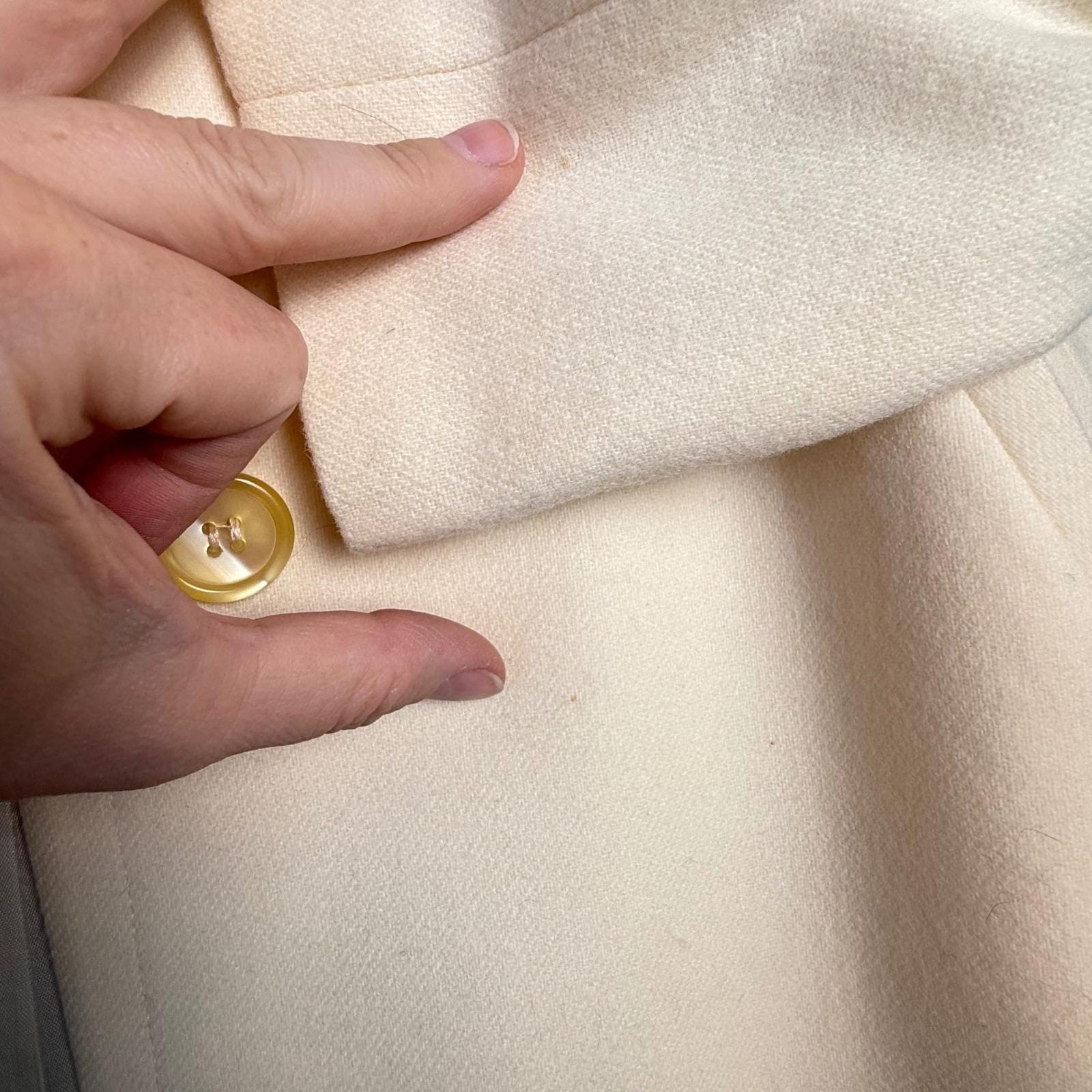 Vintage 80s/90s Alorna 100% Wool Overcoat Long Coat Ivory White MEDIUM/LARGE P