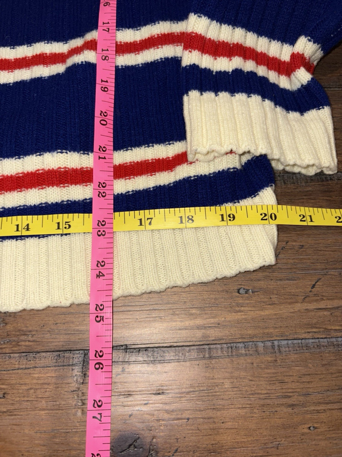 Vintage 60s 70s Women’s 1/4 Zip Striped Mock Neck Sweater Darwin Size XL