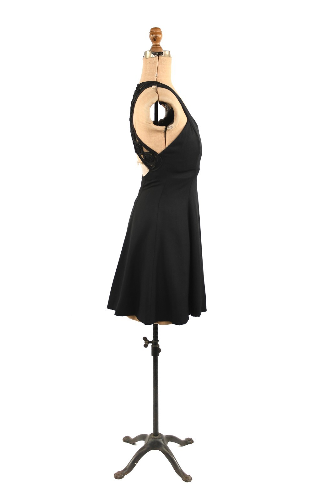 Vintage 90s Jessica McClintock Gunne Sax Black Crepe Sheer Back Cocktail Dress S